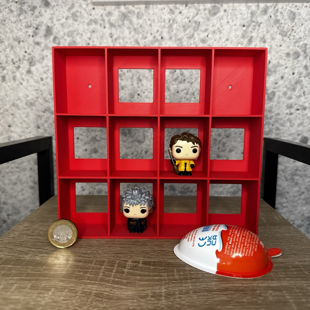 Display Shelf for Kinder Joy Figures — 12 Slots Red — Mini Toy Collector Stand