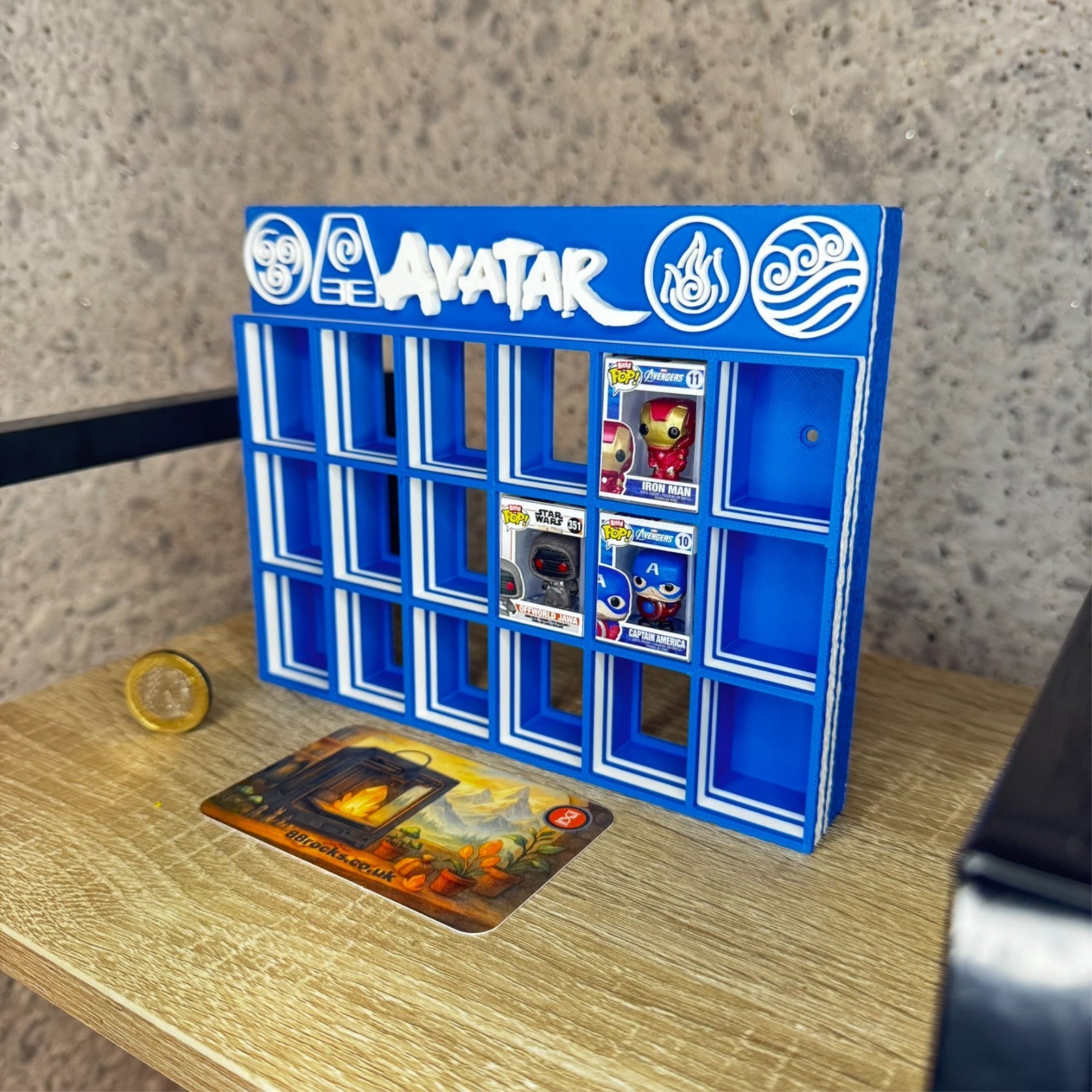 Display Shelf for Bitty Pop Avatar Last Airbender Fan art  themed, 18 slots