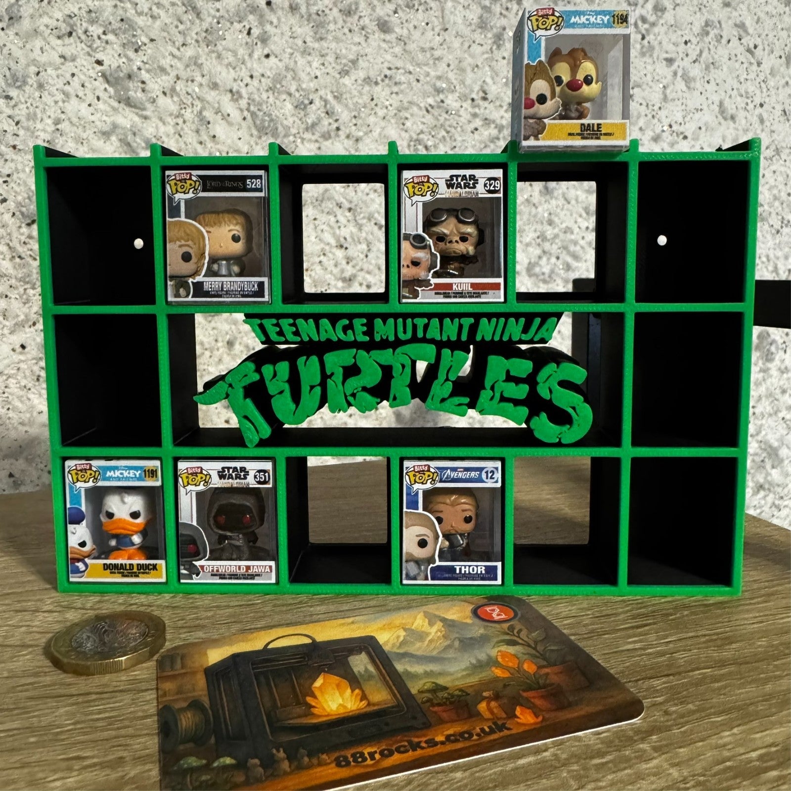 Display Shelf for Bitty Pop mini figures Teenage Mutant Ninja Turtles themed