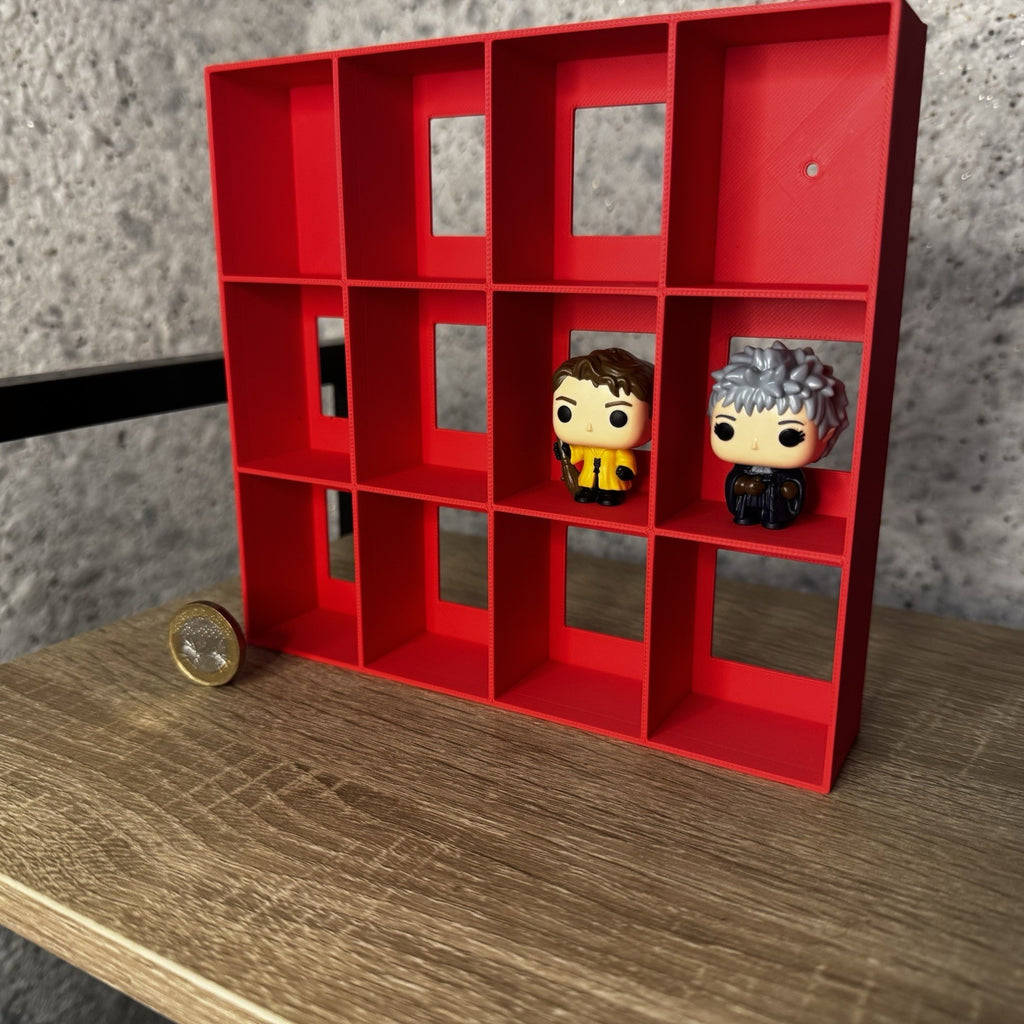 Display Shelf for Kinder Joy Figures — 12 Slots Red — Mini Toy Collector Stand