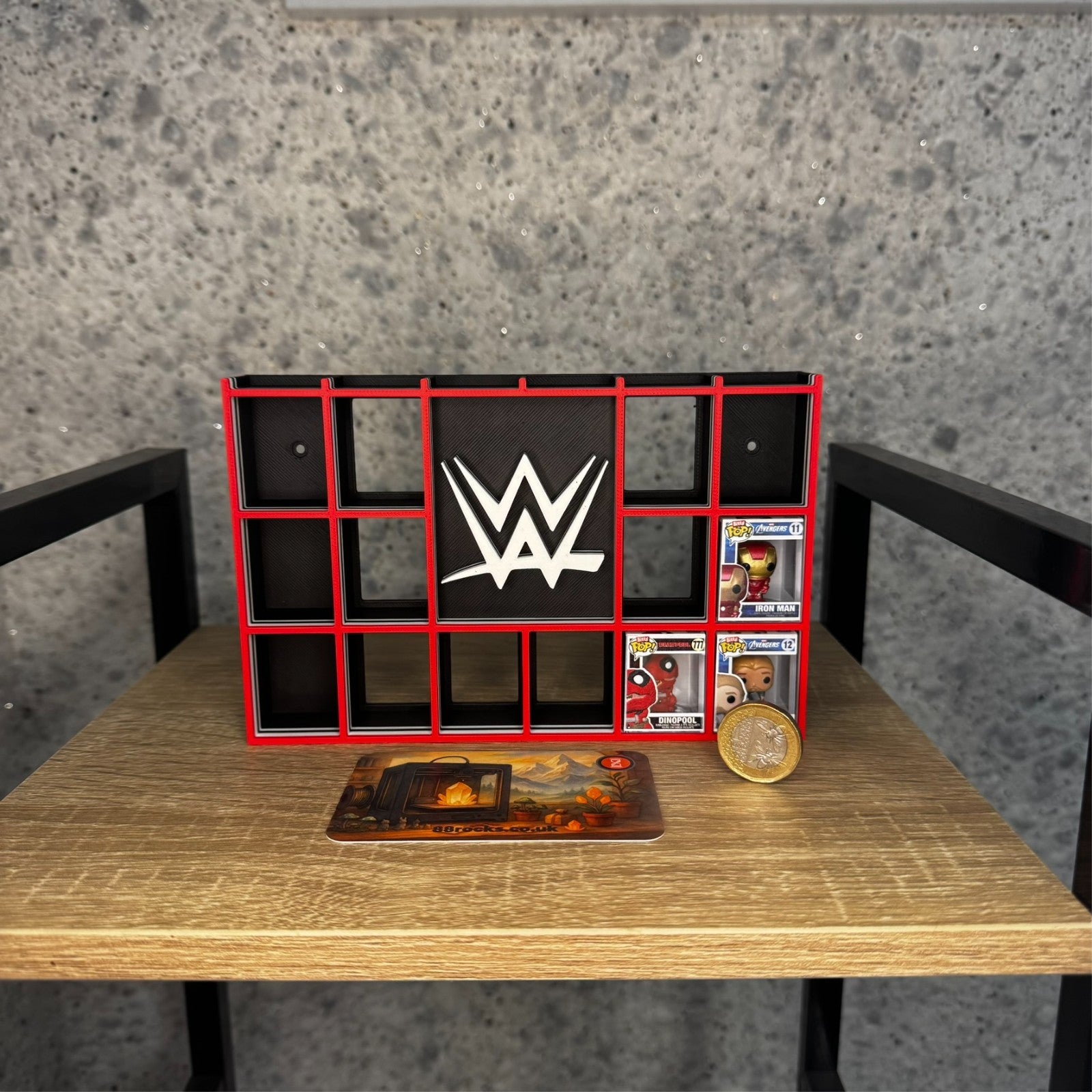 Display Shelf for Bitty Pop collection organizer in WWE themed design