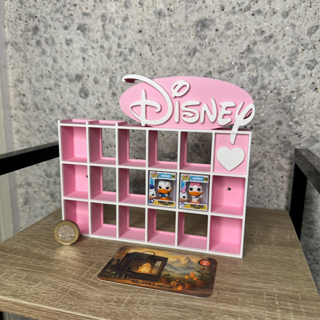 Shelf for Bitty Pop Disney themed 19 slots display pink white