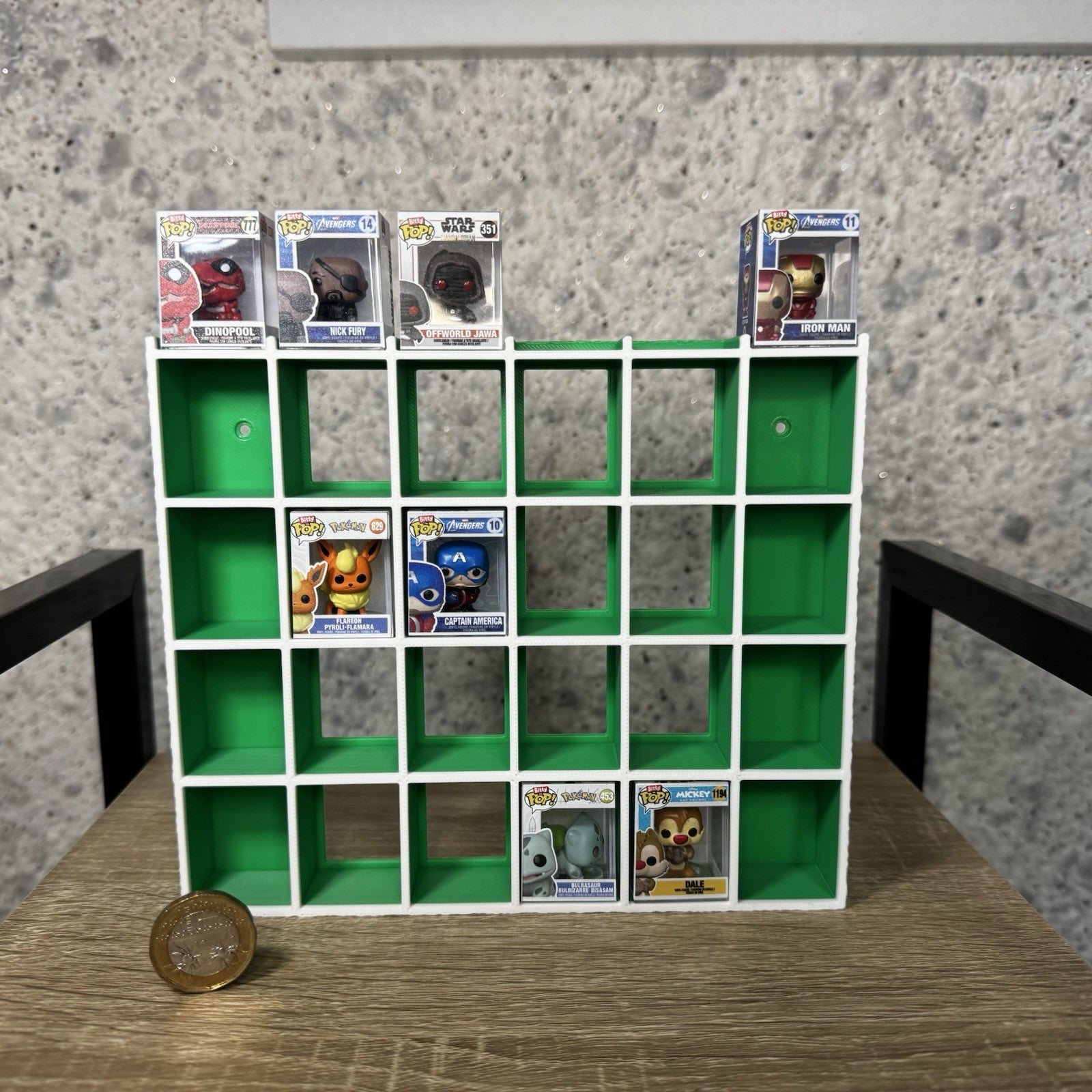 Display Shelf for Bitty Pop Boxes 30 slots organizer  Bamboo Green