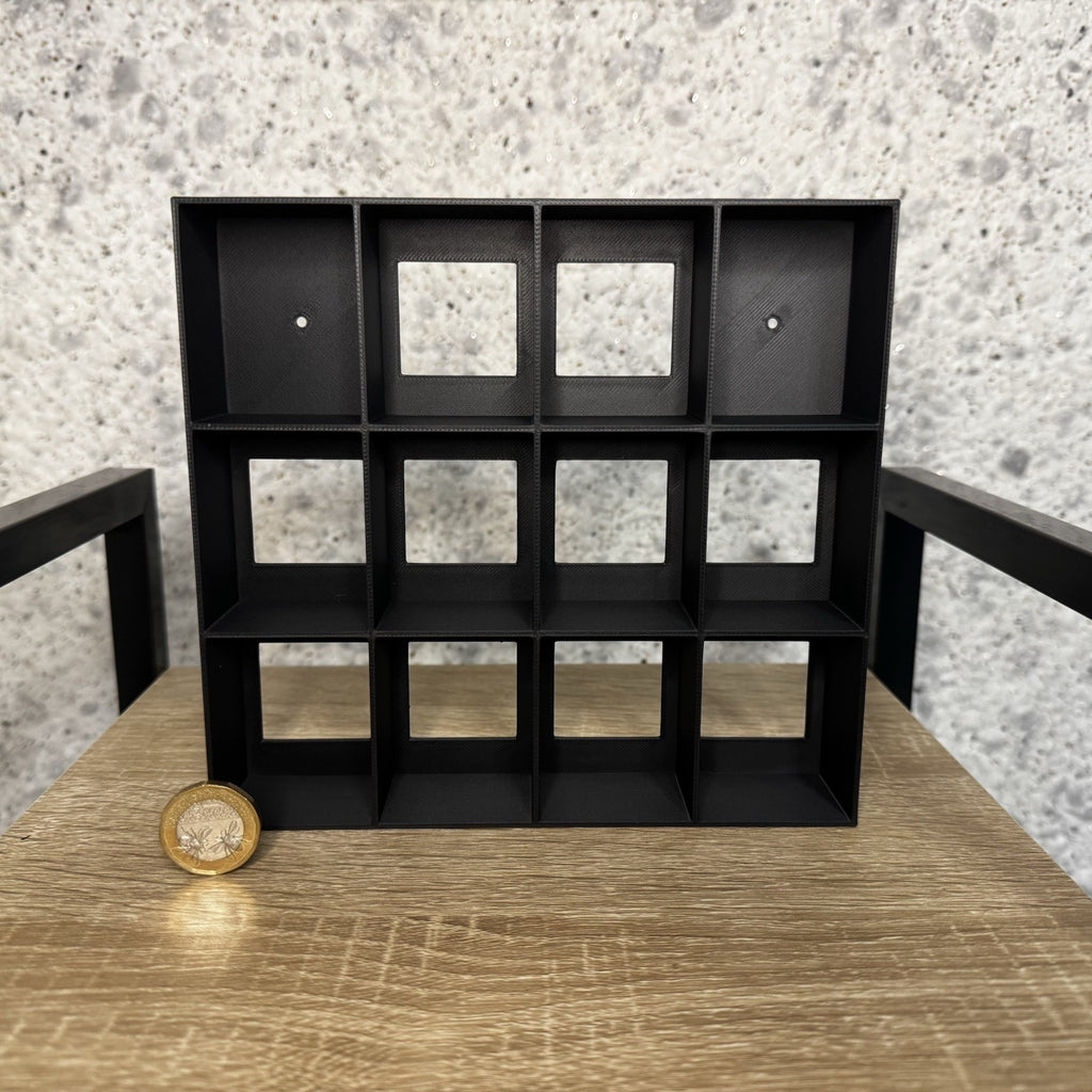 Display Shelf for Kinder Joy Figures — 12 Slots Black — Mini Toy Collector Stand