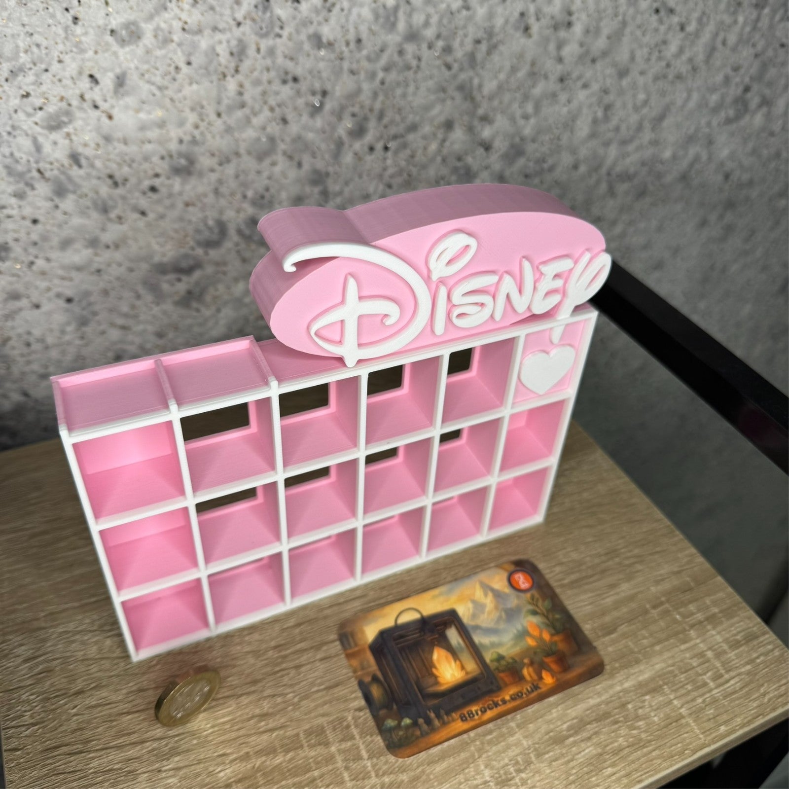 Shelf for Bitty Pop Disney themed 19 slots display pink white