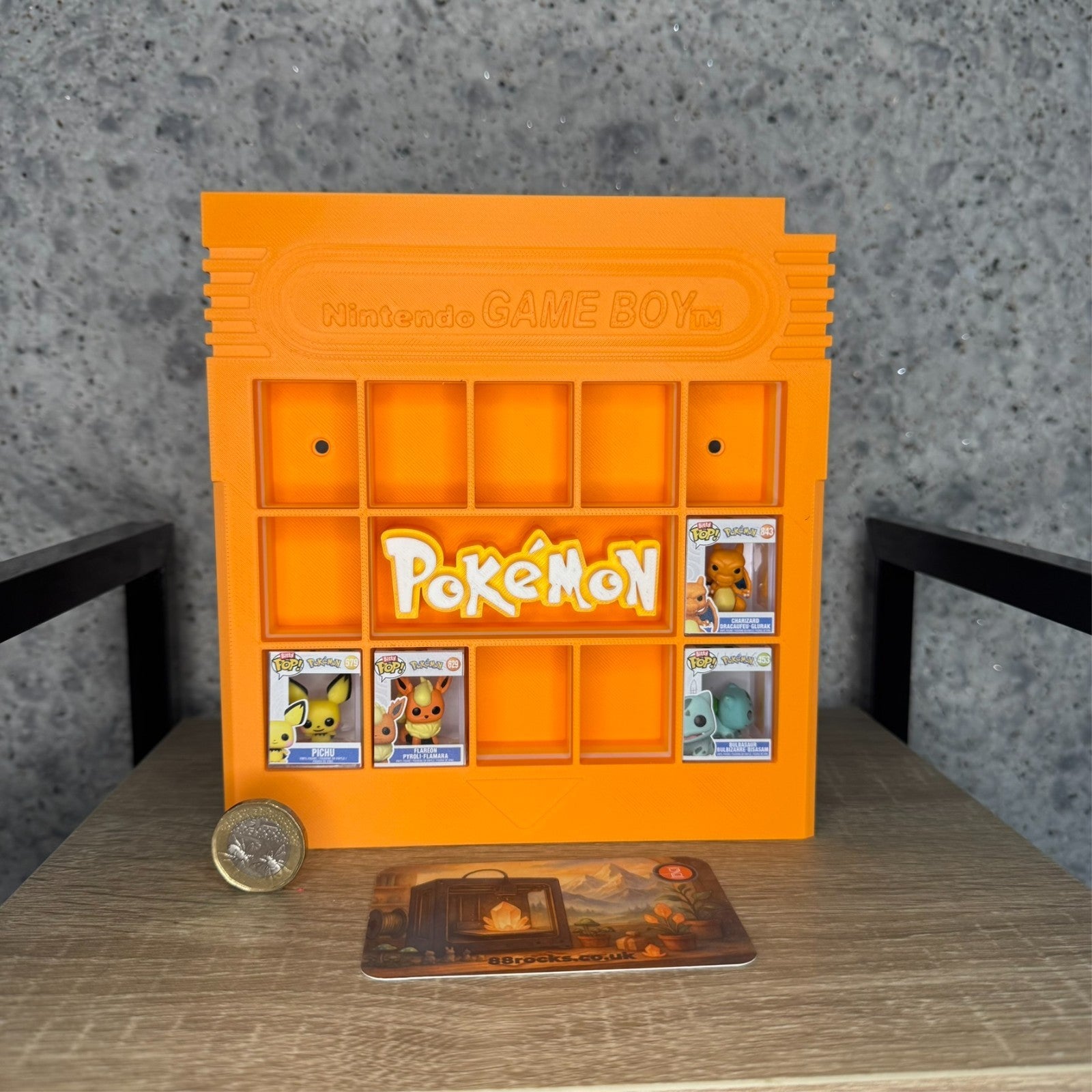 Display Shelf Organizer for 12 Bitty Pop boxes Game Boy Pokemon themed