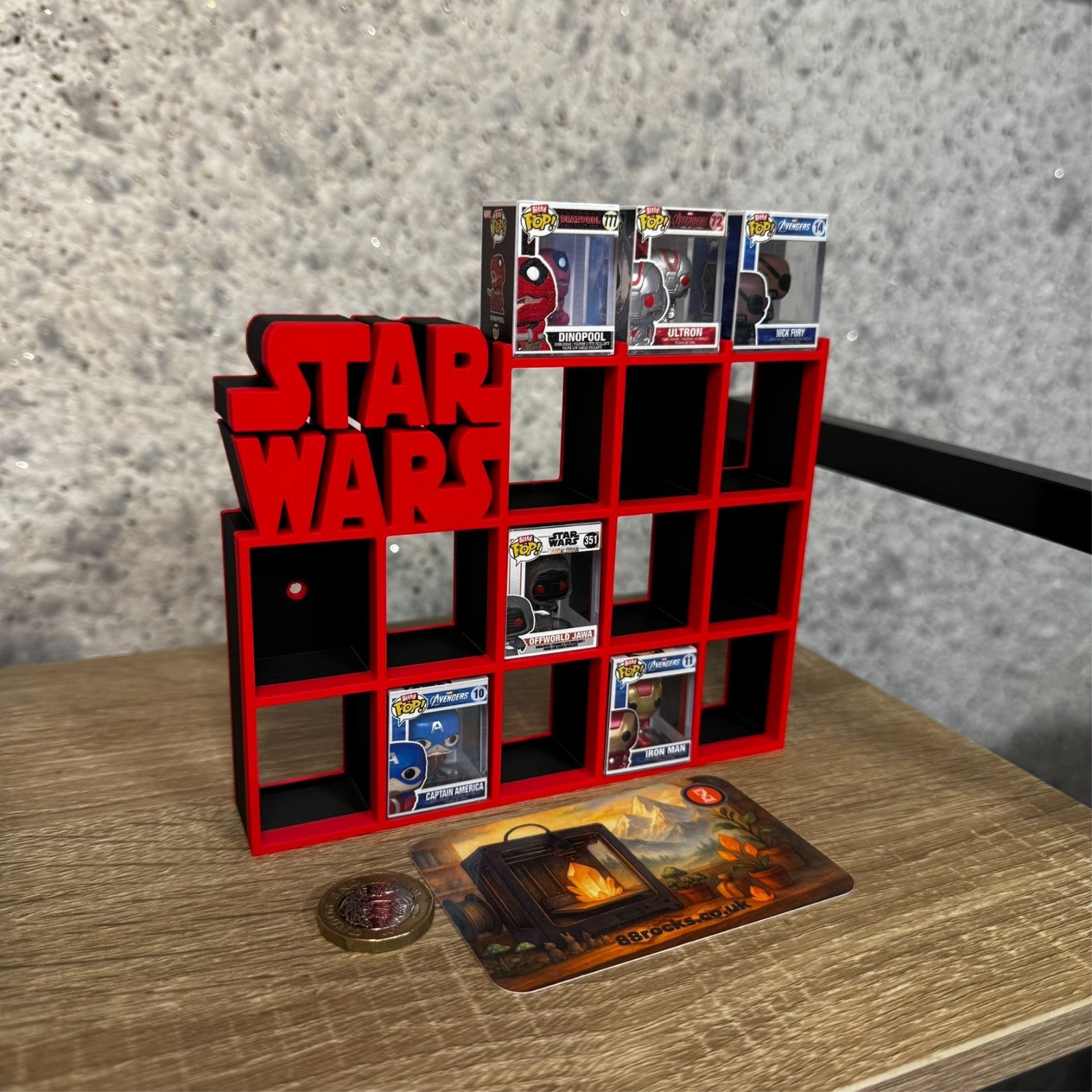 Display Shelf for Bitty Pop Star Wars themed 16 slots organizer