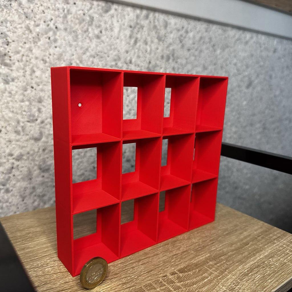 Display Shelf for Kinder Joy Figures — 12 Slots Red — Mini Toy Collector Stand