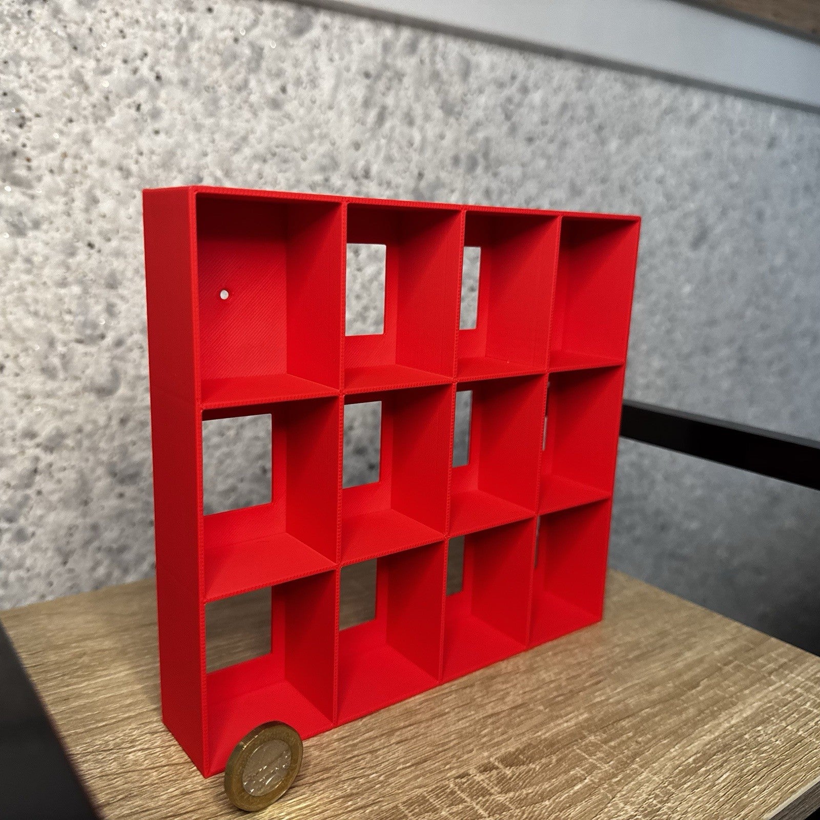 Display Shelf for Kinder Joy Figures — 12 Slots Red — Mini Toy Collector Stand