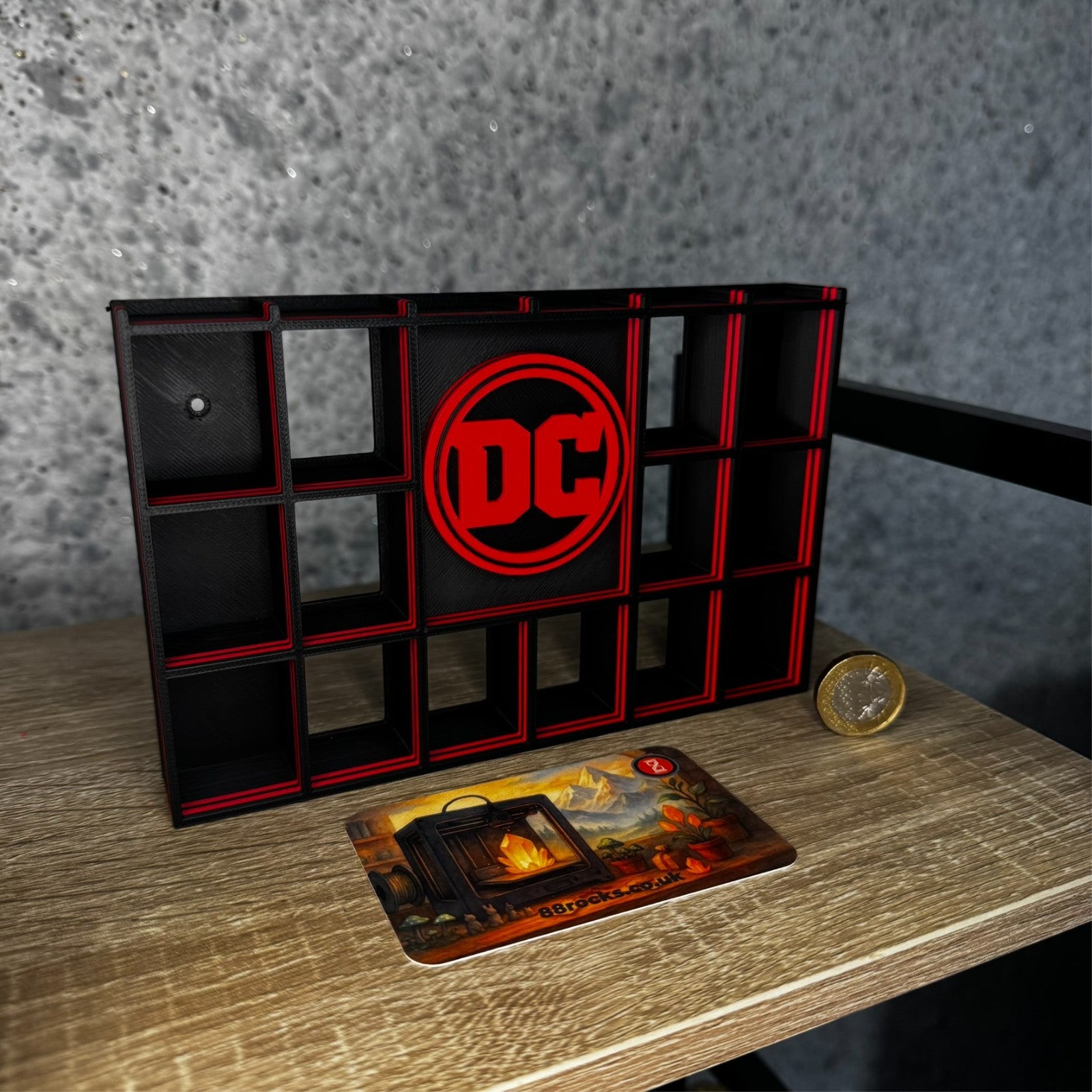 Display Shelf for Bitty Pop DC themed black red