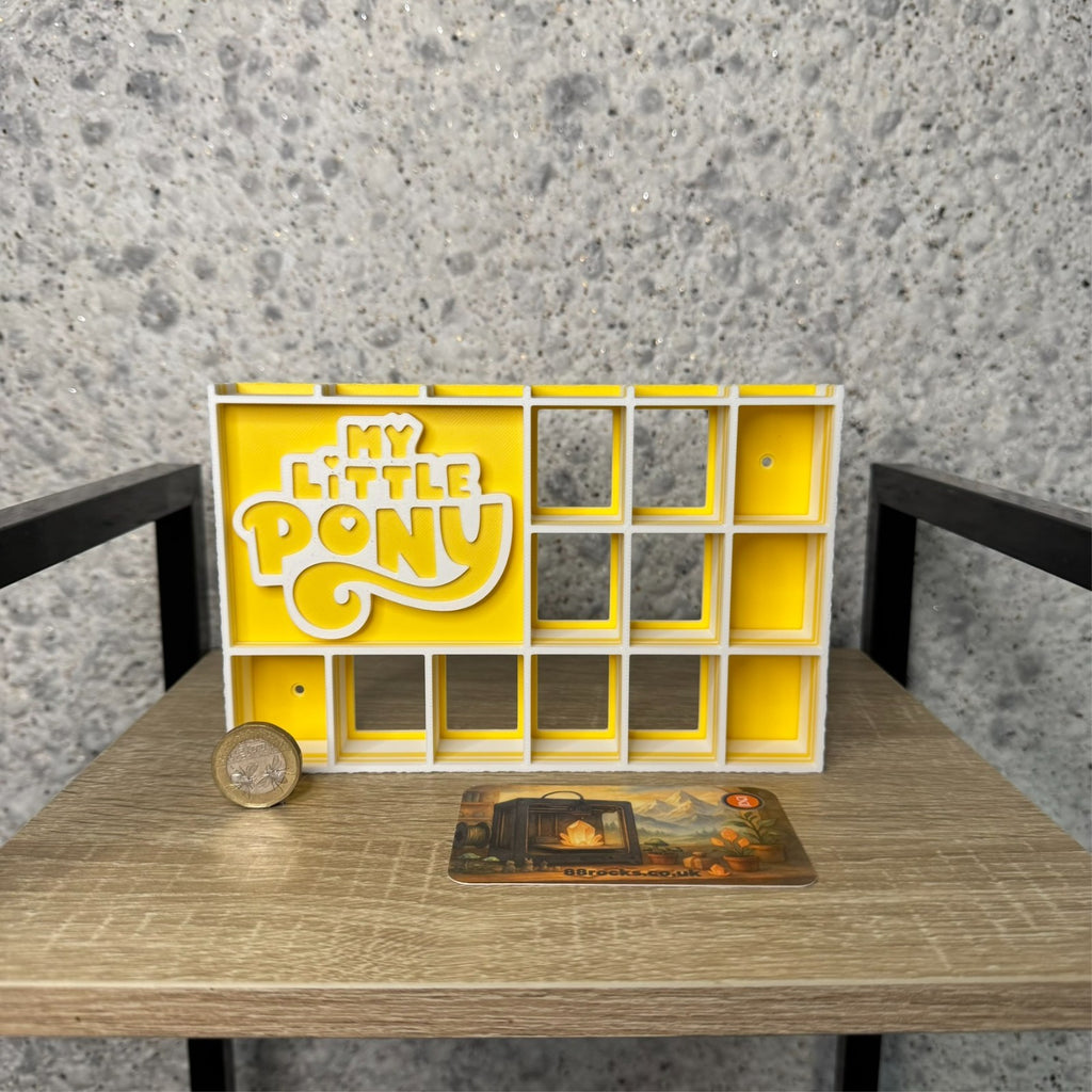 Display Shelf for Bitty Pop boxes My Little Pony themed Yellow and White