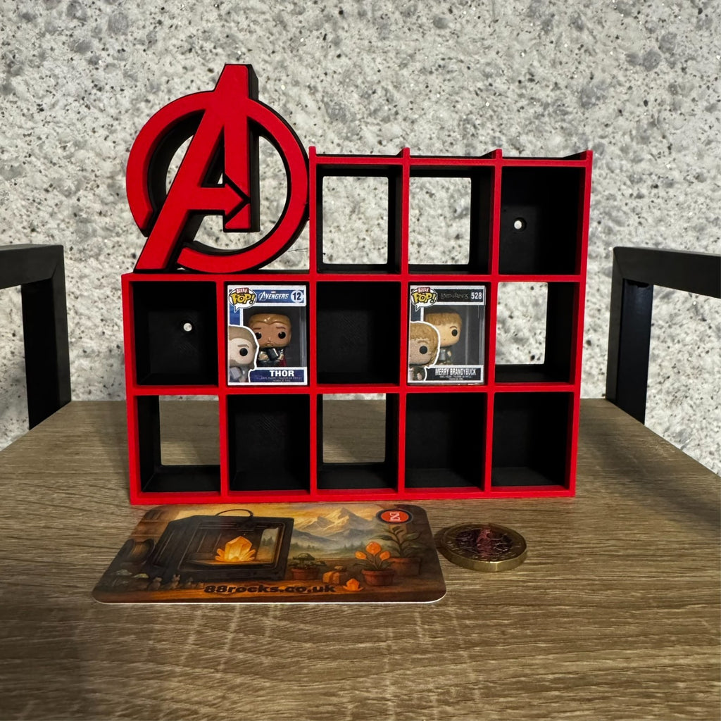 Display Shelf for Bitty Pop Avengers themed 16 slots stand organizer Red Black