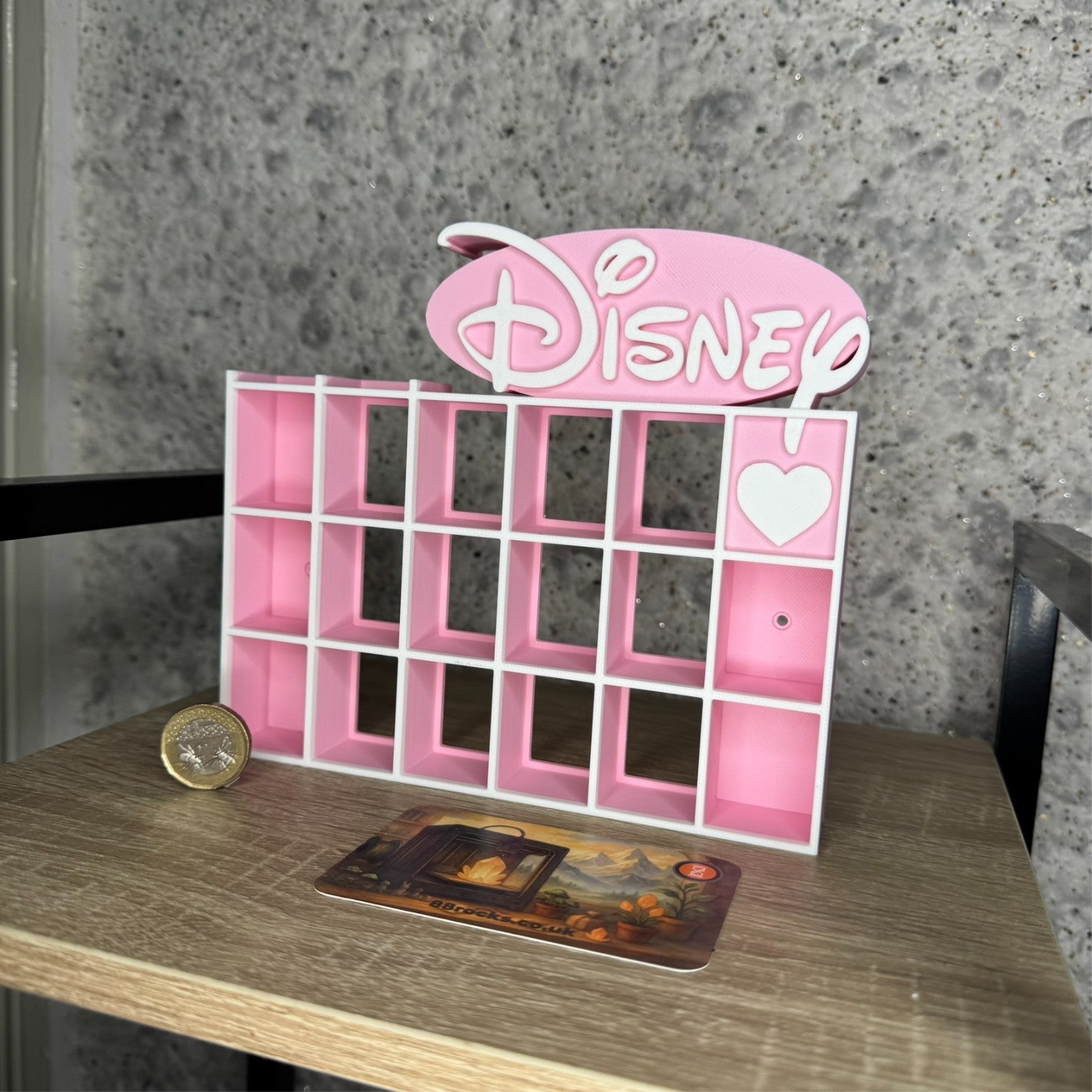 Shelf for Bitty Pop Disney themed 19 slots display pink white