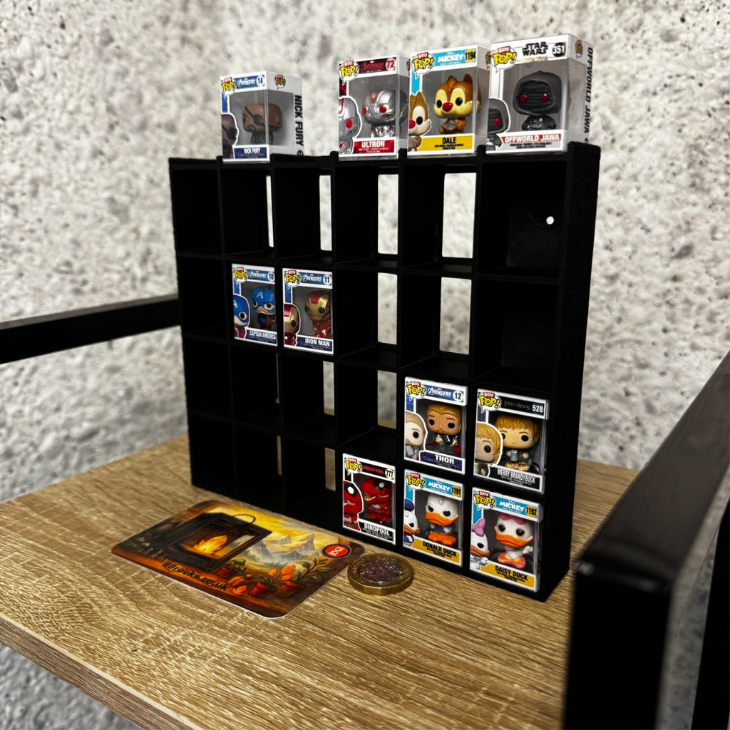 Shelf for Bitty Pop – Holds 30 Figures –Black-Wall/Desk Display Stand