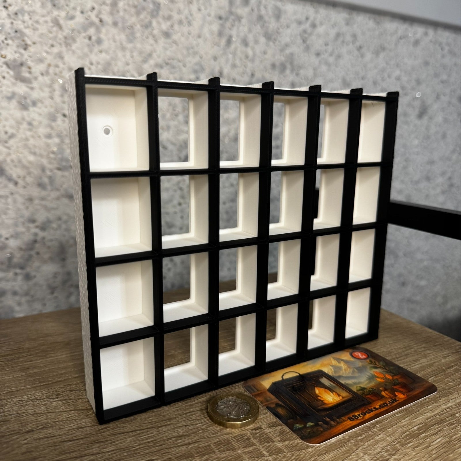 Shelf for Bitty Pop – Holds 30 Figures – White and Black Wall/Desk Display Stand
