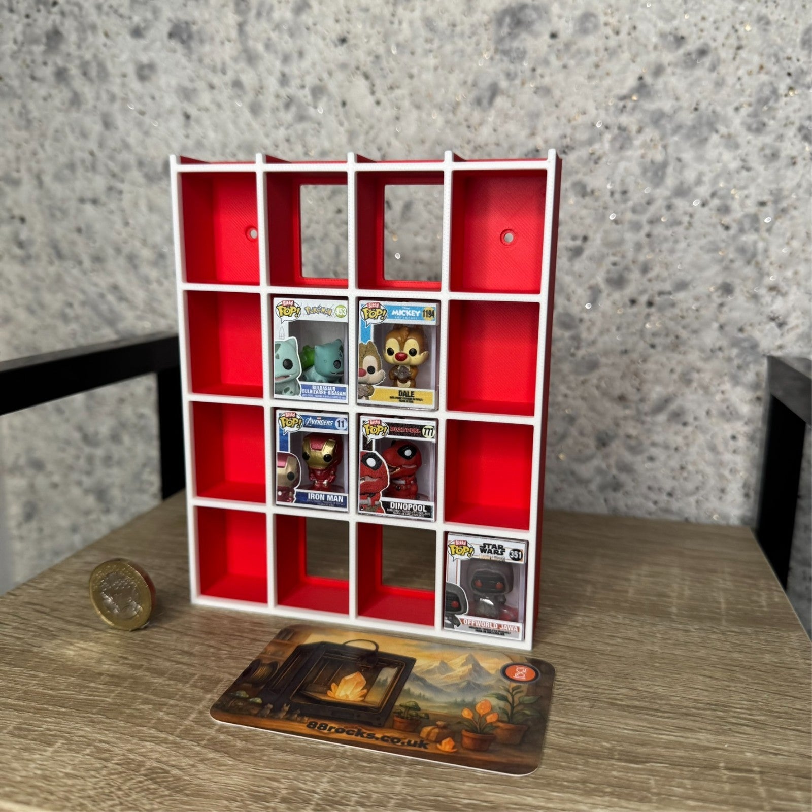Display Shelf for Bitty Pop 20 slots organizer red white