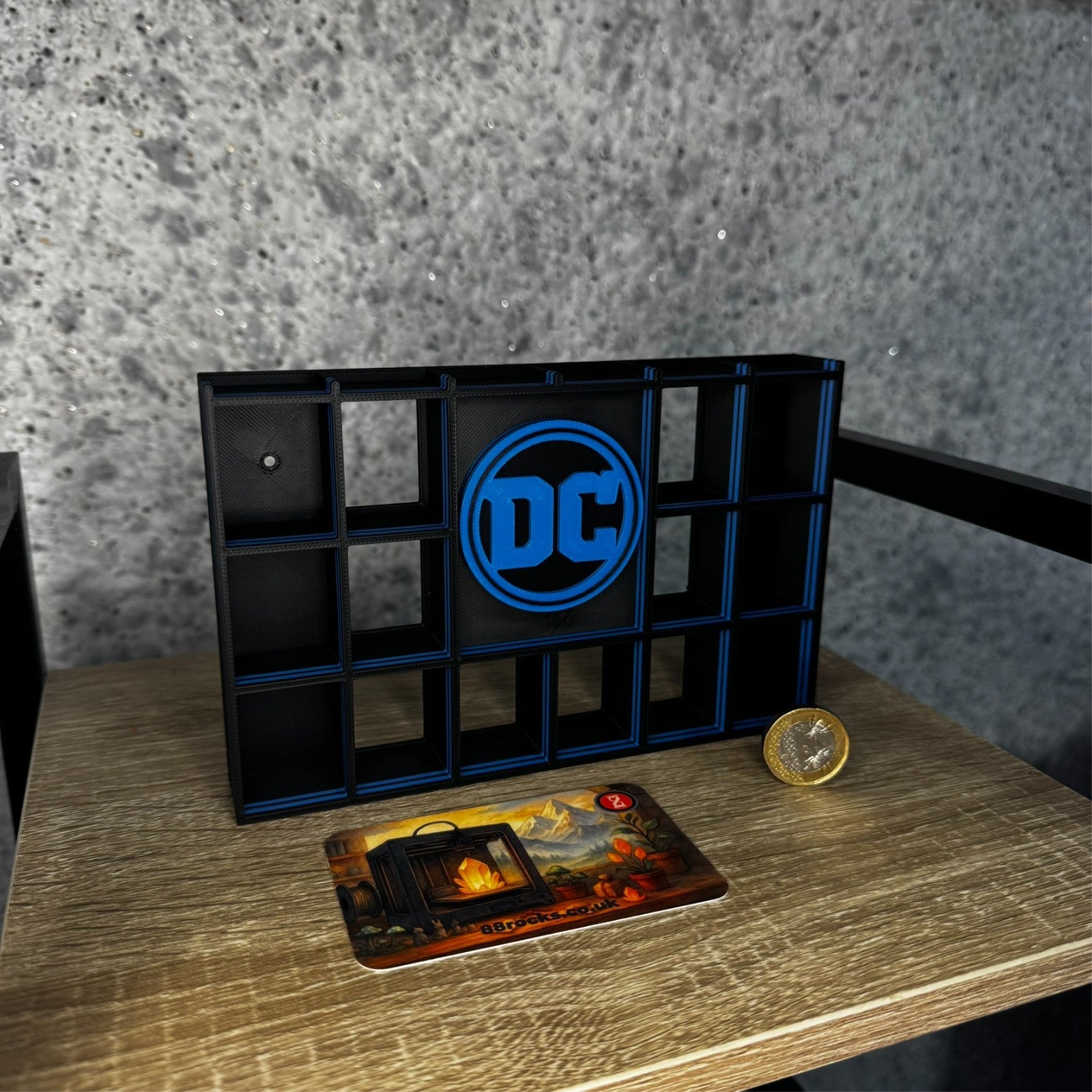 Display Shelf for Bitty Pop DC themed black blue