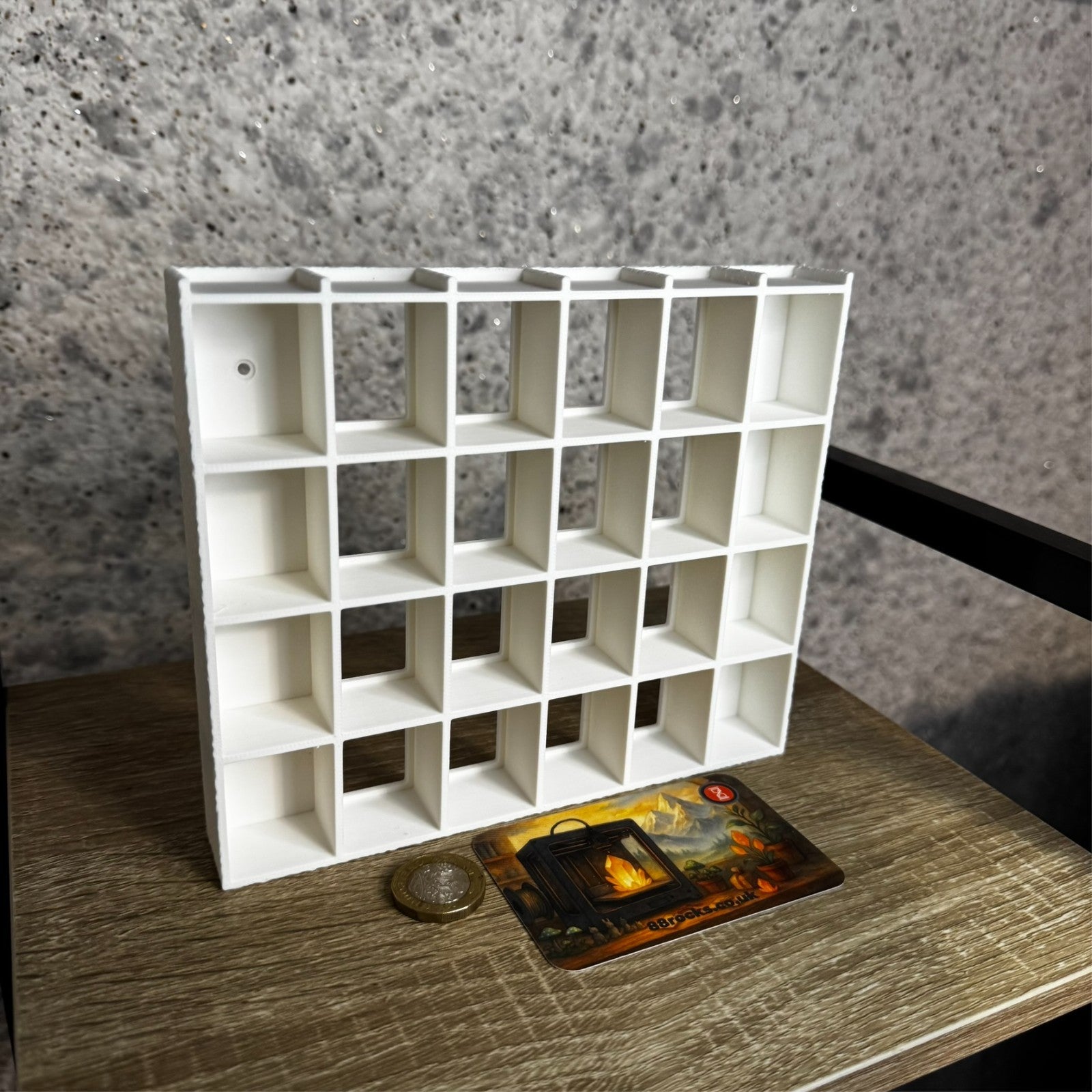 Shelf for Bitty Pop – Holds 30 Figures –White. Wall/Desk Display Stand
