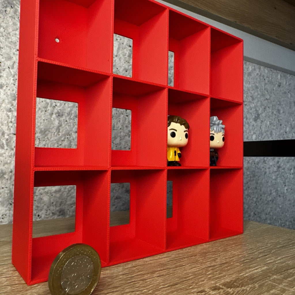 Display Shelf for Kinder Joy Figures — 12 Slots Red — Mini Toy Collector Stand