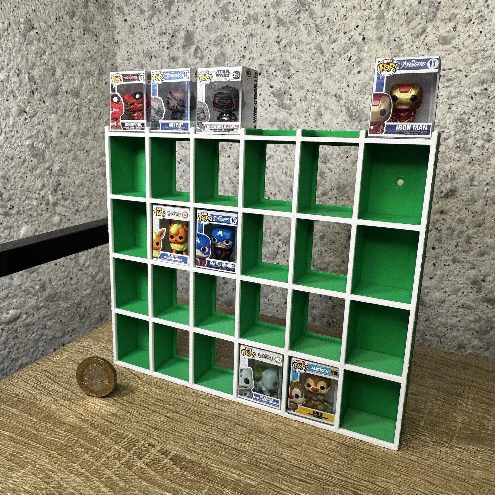 Display Shelf for Bitty Pop Boxes 30 slots organizer  Bamboo Green
