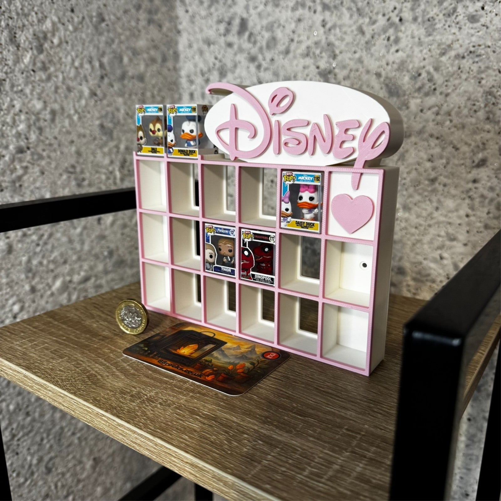 Display Shelf for Bitty Pop Disney themed 19 slots unit white pink