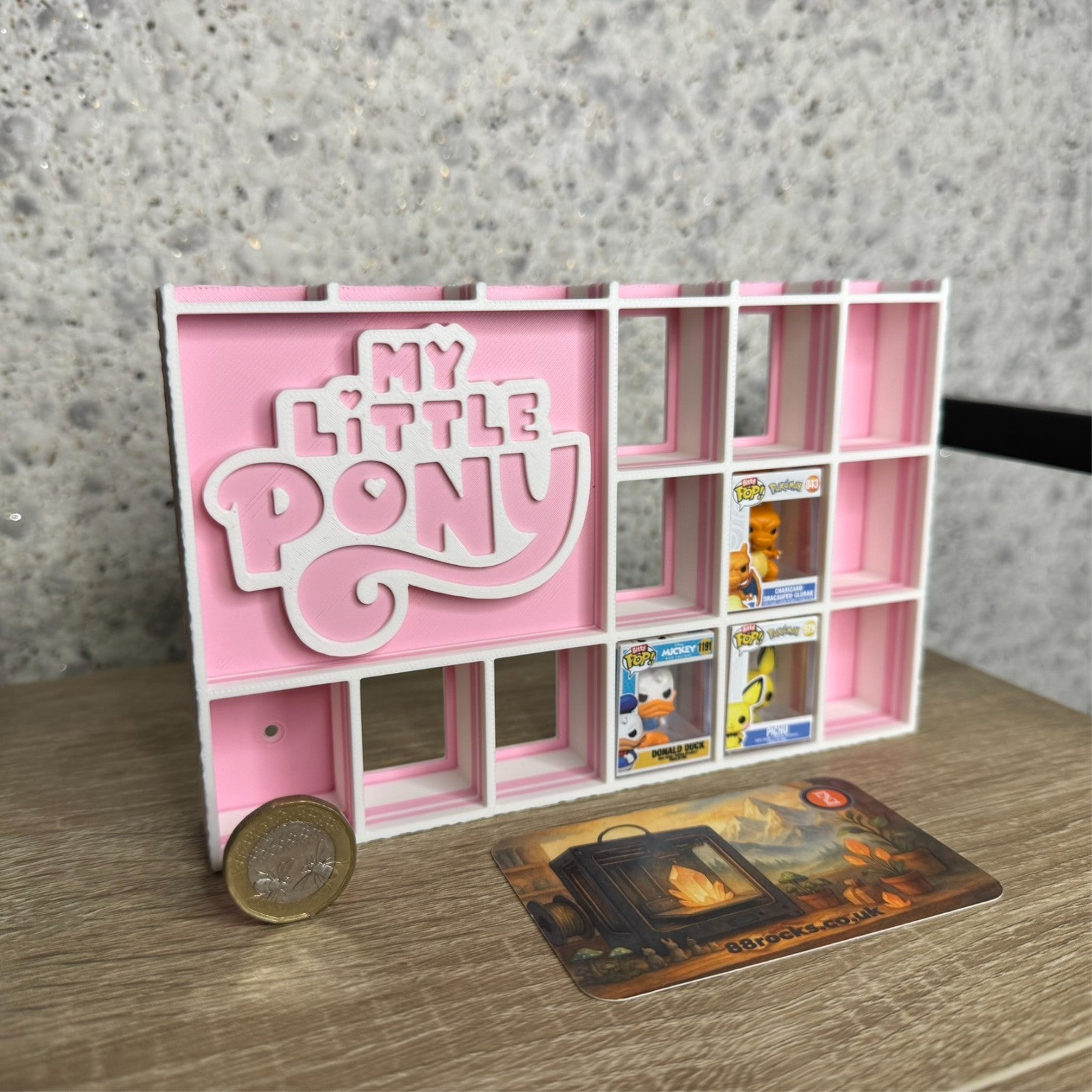 Display Shelf for Bitty Pop boxes My Little Pony themed Pink and White