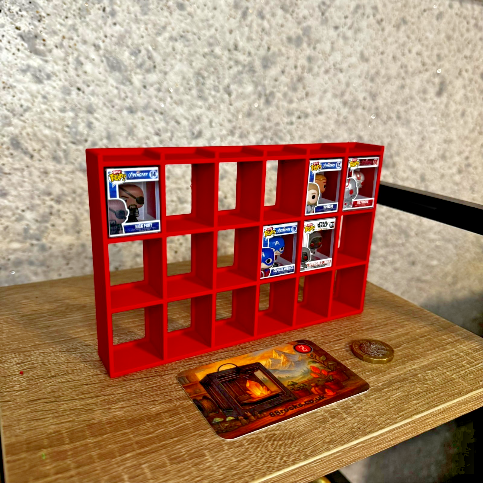 Display shelf for Bitty Pop 24 slots red unit