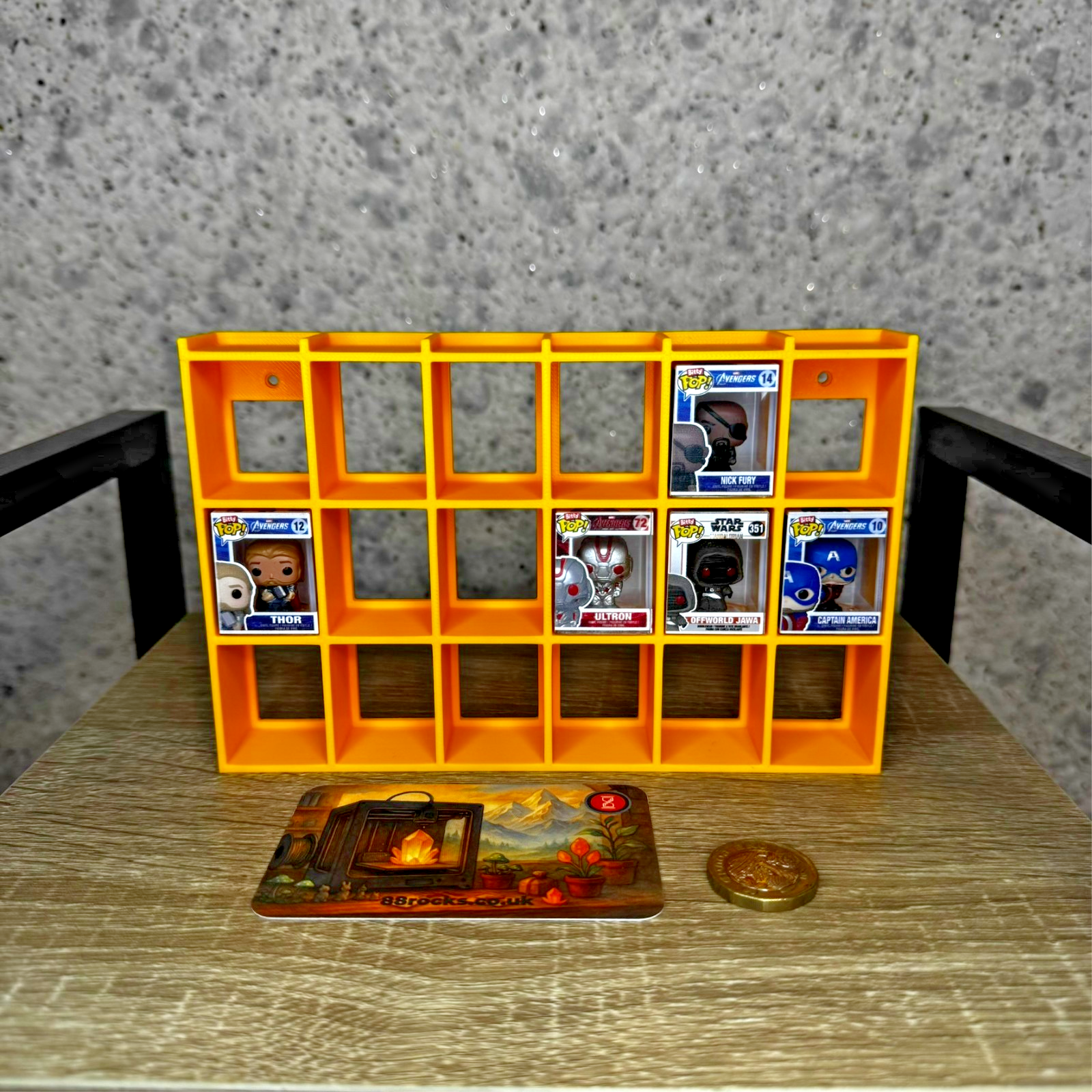 Display Shelf for Bitty Pop 24 slots yellow unit