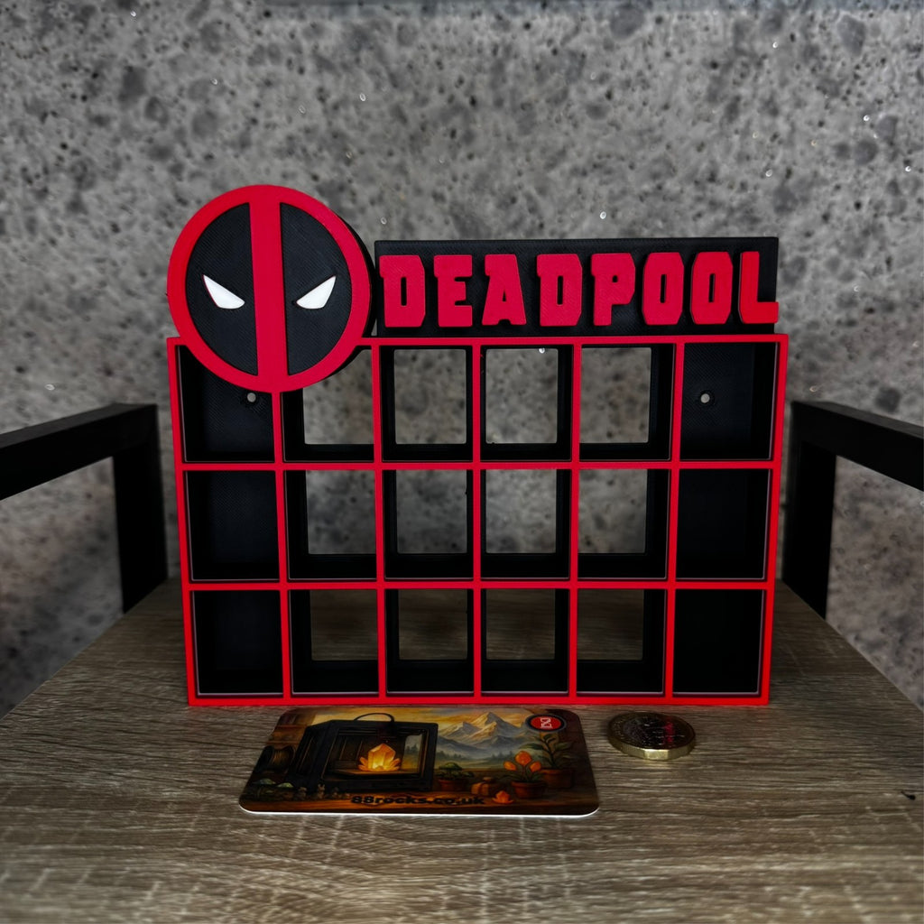 Display Shelf for Bitty Pop mini figures in Deadpool theme 16 slots organizer