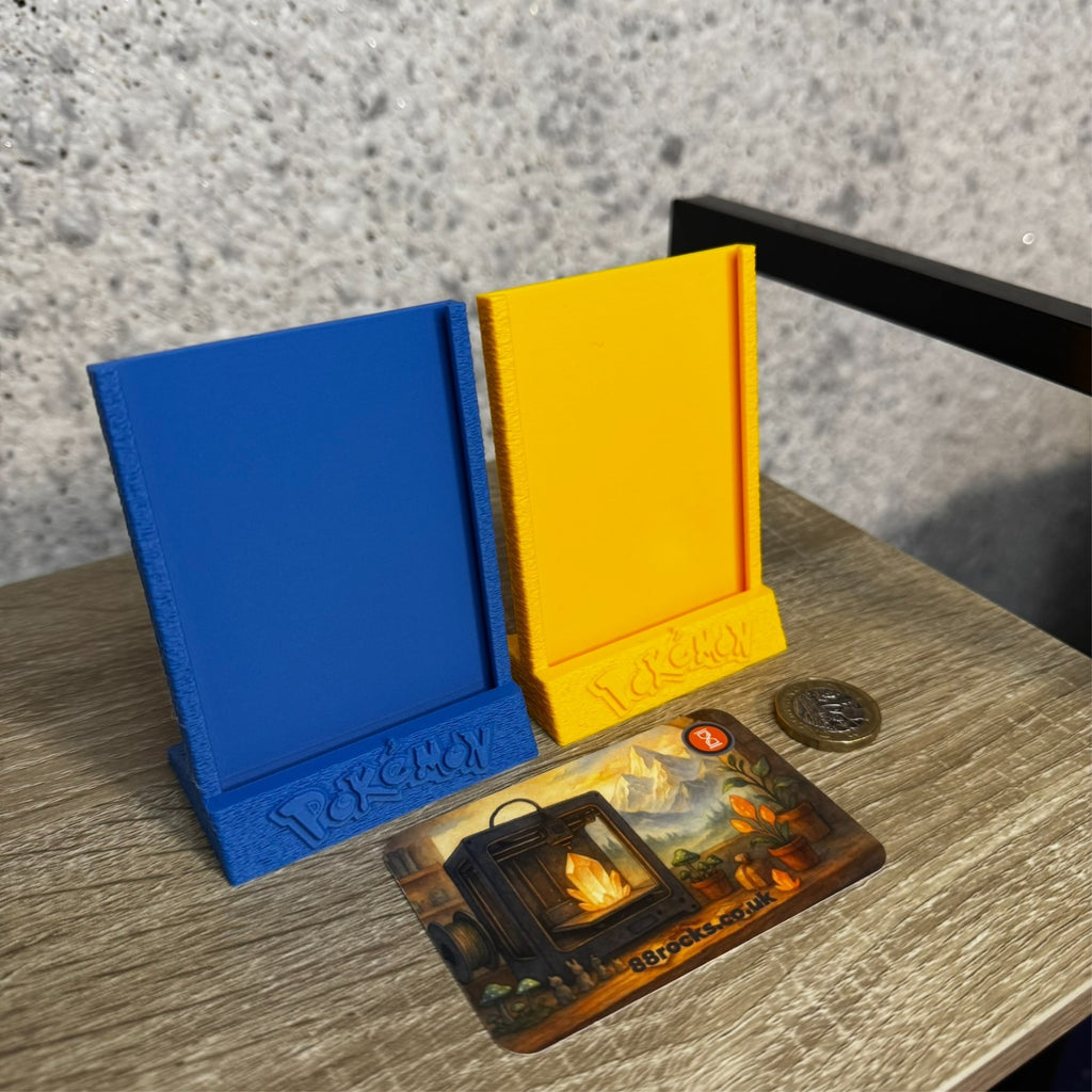 Set of 2 stands for collectible cards pokemon theme blue and yellow