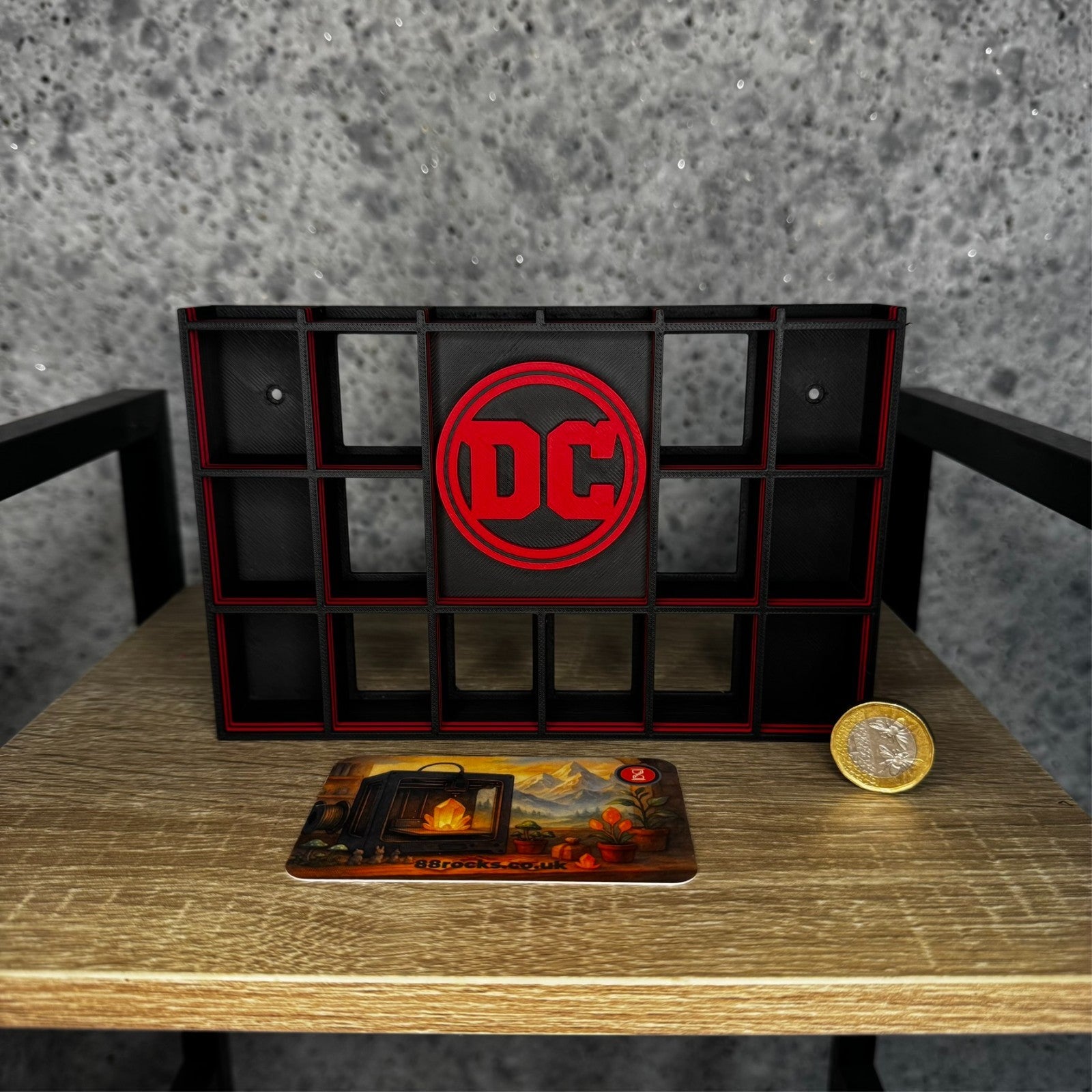 Display Shelf for Bitty Pop DC themed black red