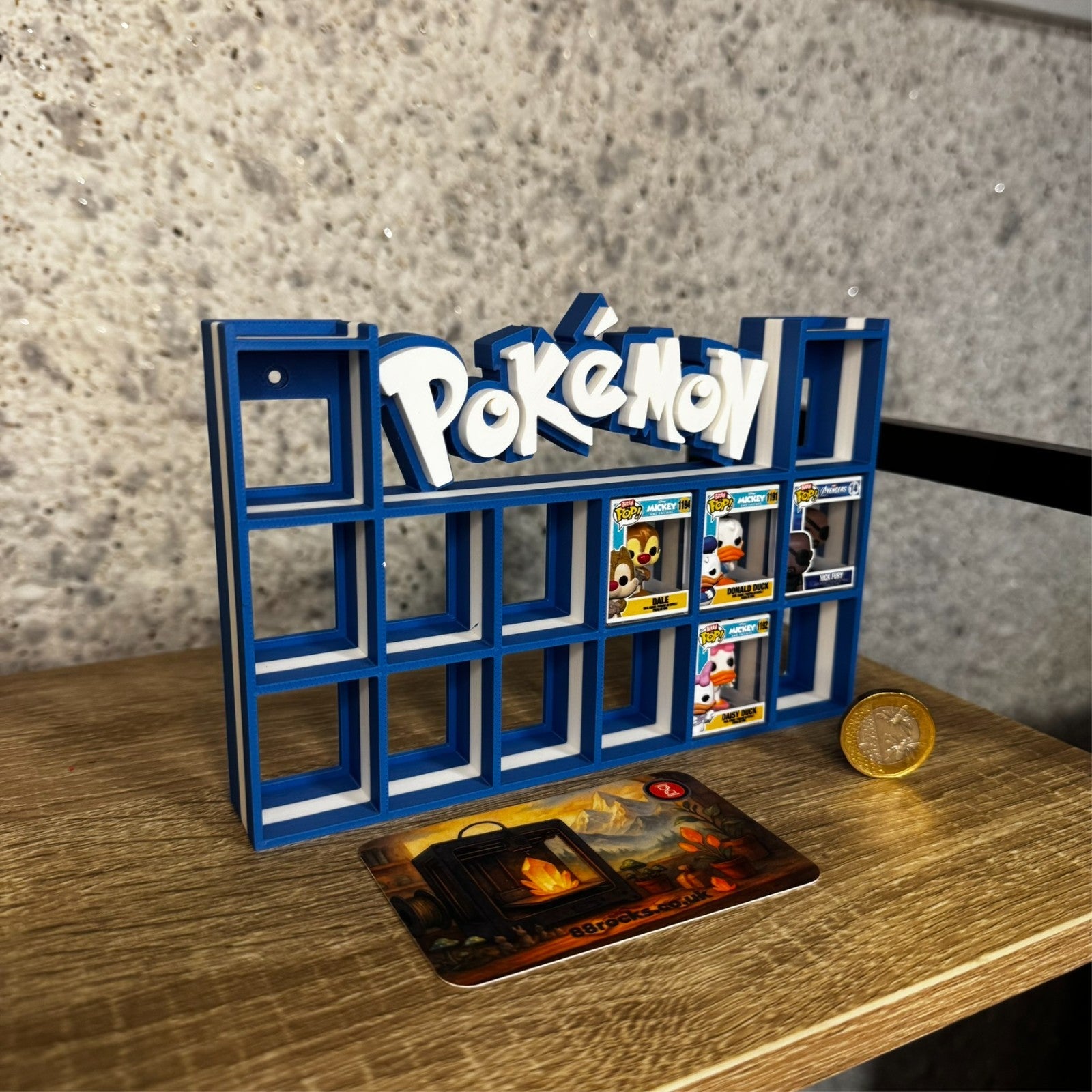 Display Shelf for Bitty Pop Pokemon themed 16 slots unit (water edition)