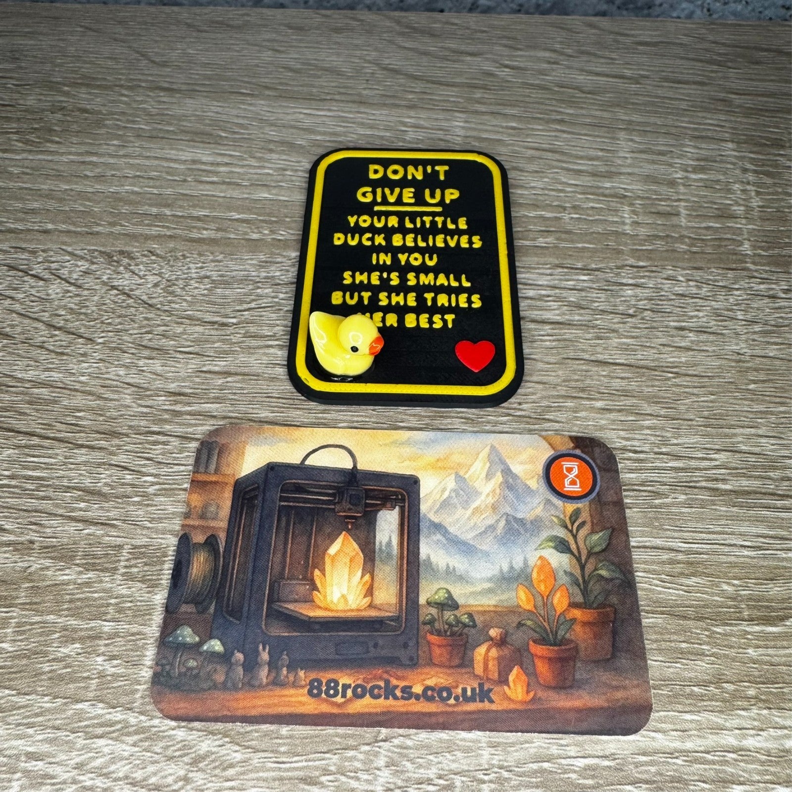 Pocket Hug Duck – Don’t Give Up – 3D Printed Motivation Card