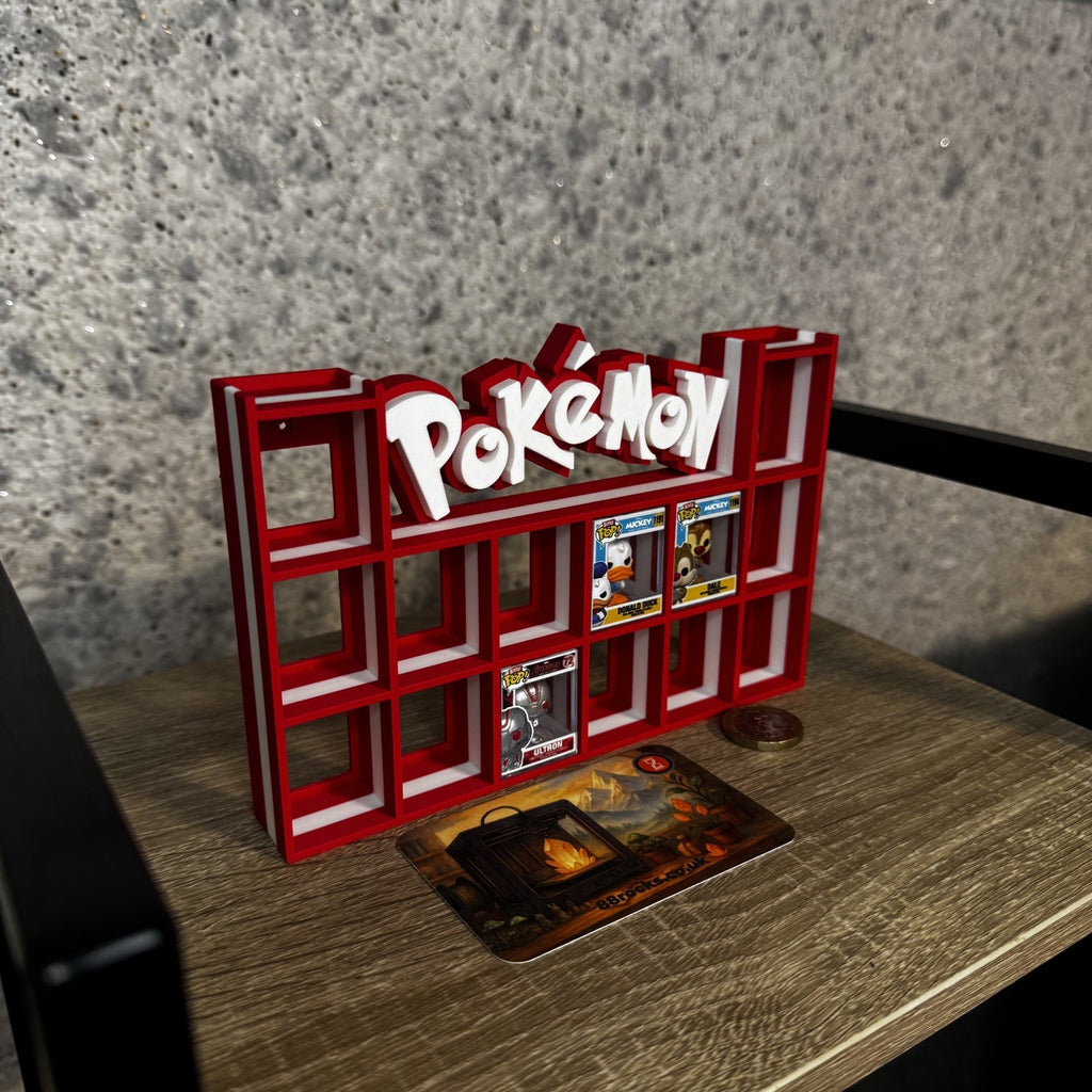 Display Shelf for Bitty Pop Pokemon themed 16 slots unit (fire edition)