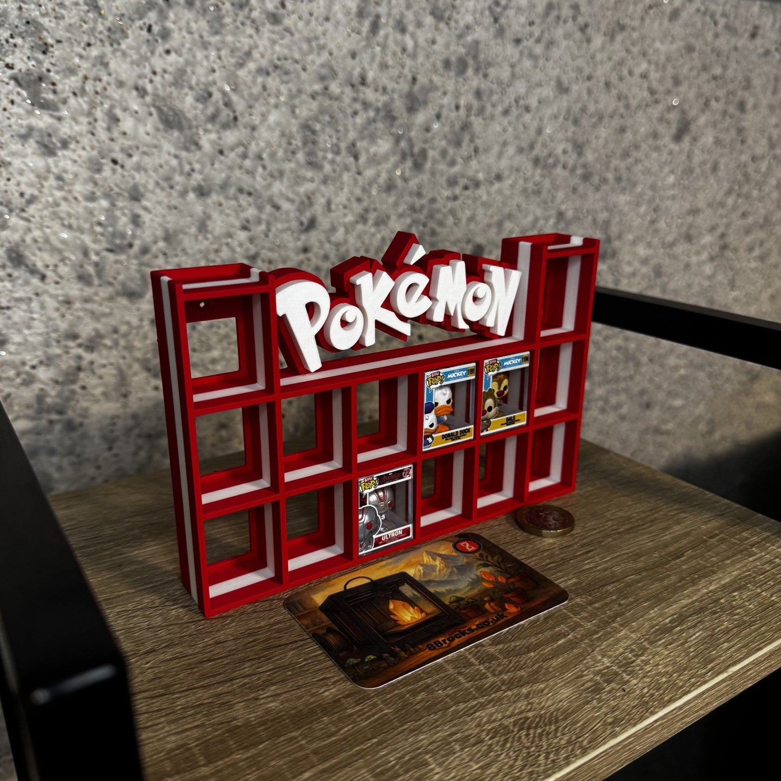 Display Shelf for Bitty Pop Pokemon themed 16 slots unit (fire edition)