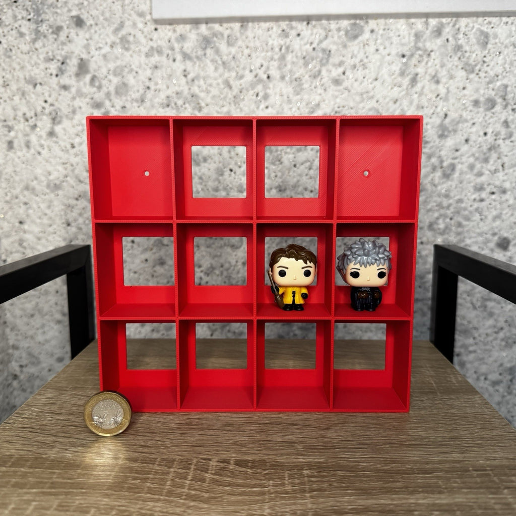 Display Shelf for Kinder Joy Figures — 12 Slots Red — Mini Toy Collector Stand