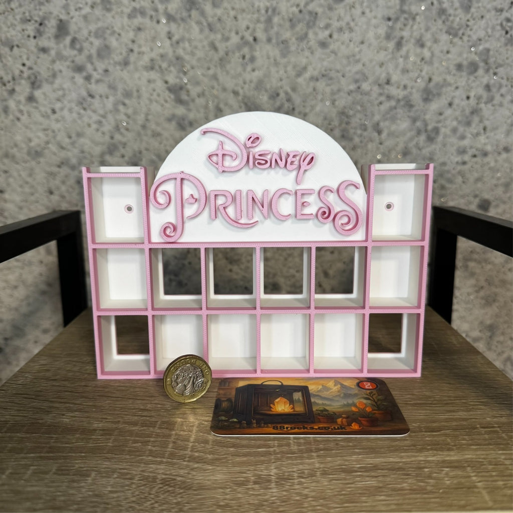 Display Shelf for Bitty Pop mini figures in Disney Princess theme pink white