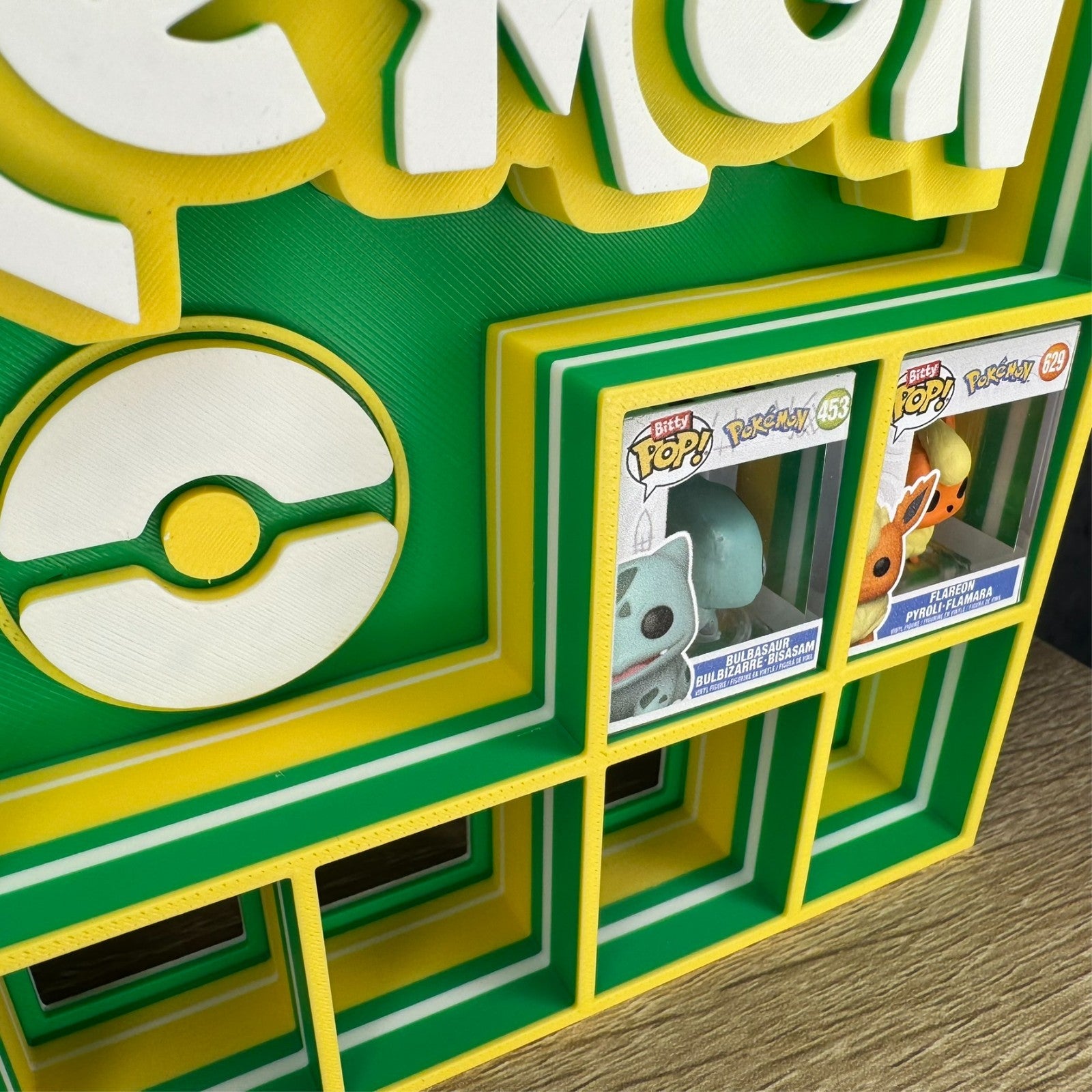 Display Shelf for Bitty Pop Pokemon themed, 16 slots