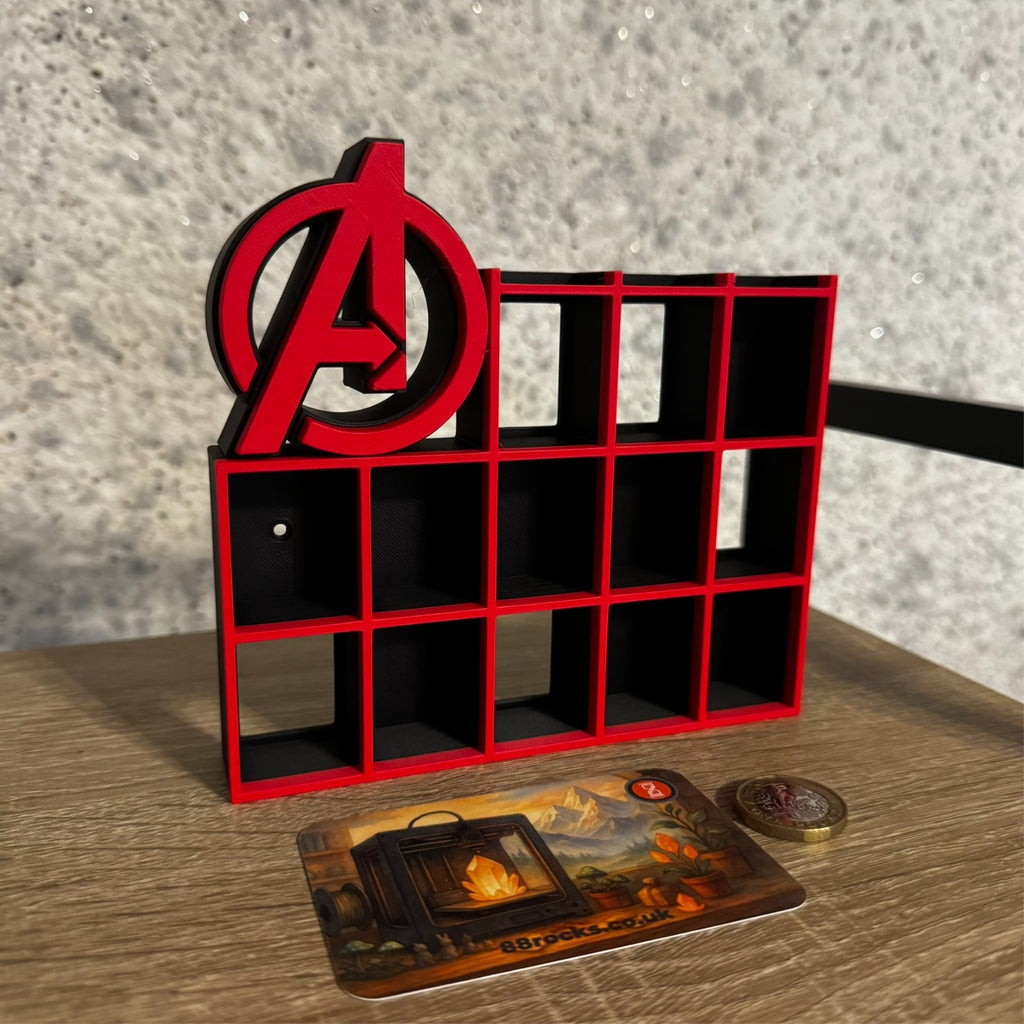 Display Shelf for Bitty Pop Avengers themed 16 slots stand organizer Red Black