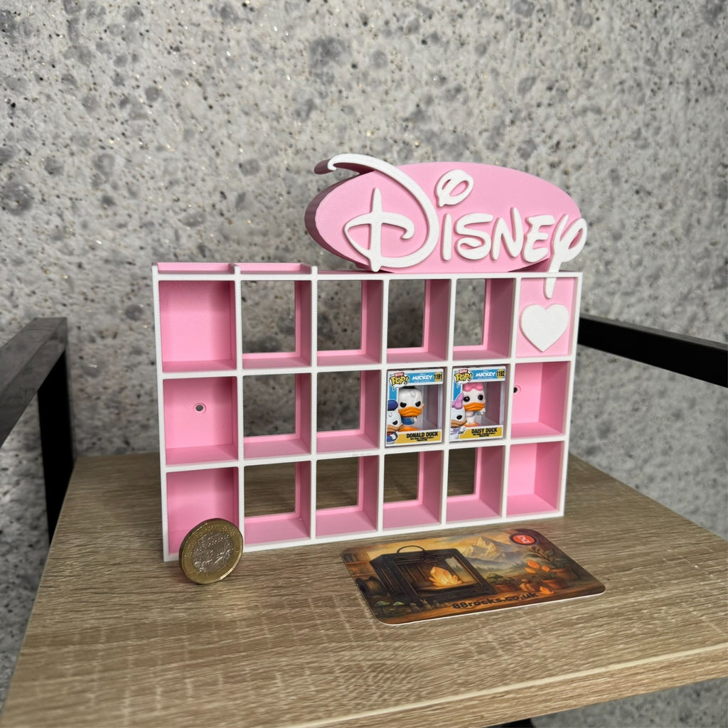 Shelf for Bitty Pop Disney themed 19 slots display pink white
