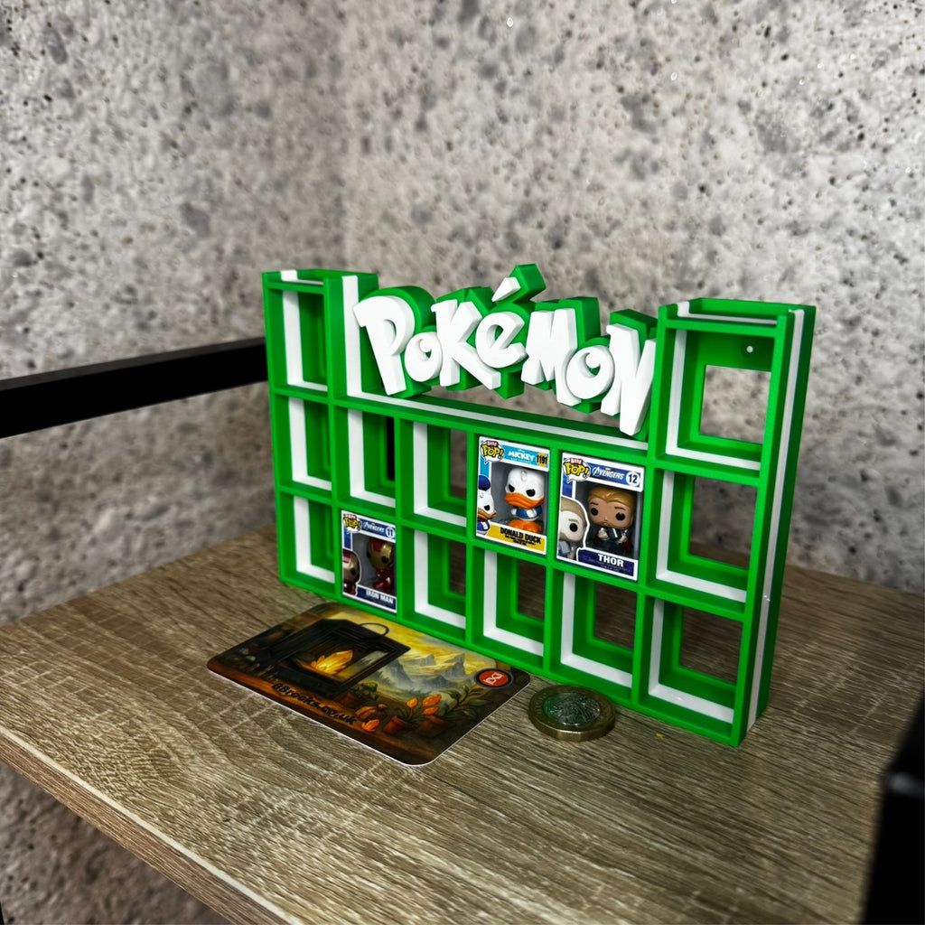 Display Shelf for Bitty Pop Pokemon themed 16 slots unit  (grass edition)