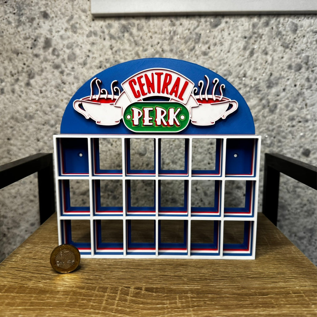 Display Shelf Organizer for 18 Bitty Pop boxes — Central Perk themed