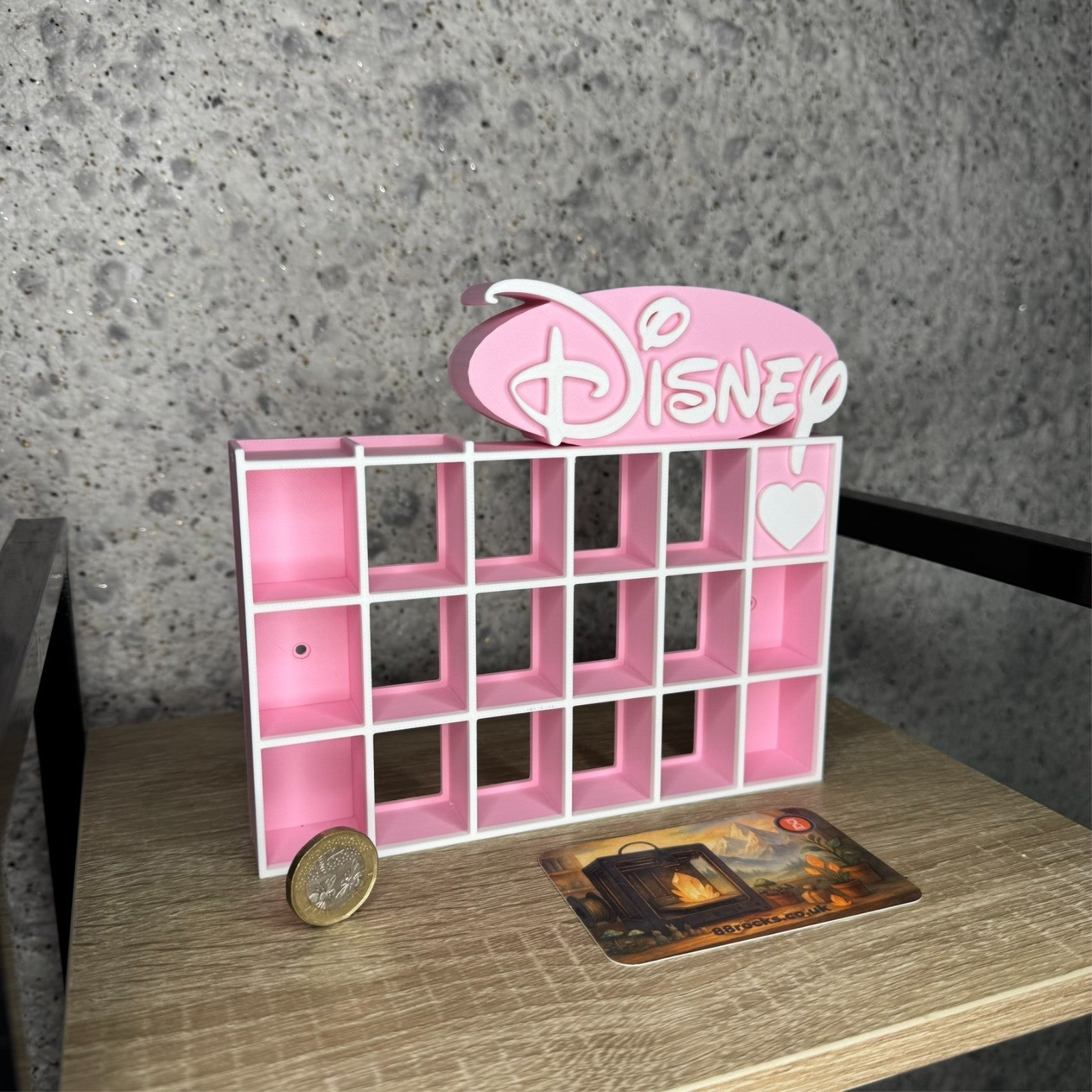 Shelf for Bitty Pop Disney themed 19 slots display pink white