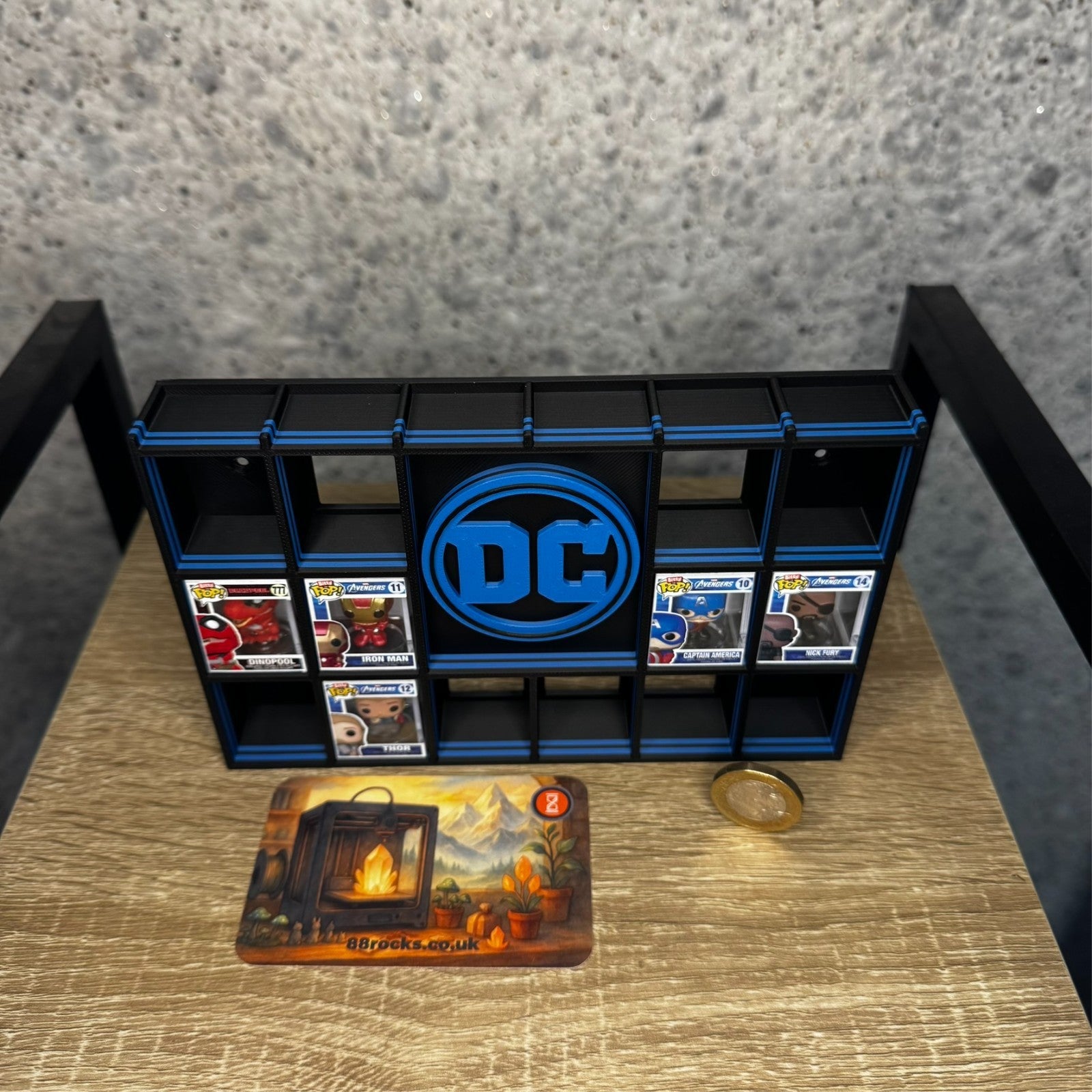Display Shelf for Bitty Pop DC themed black blue