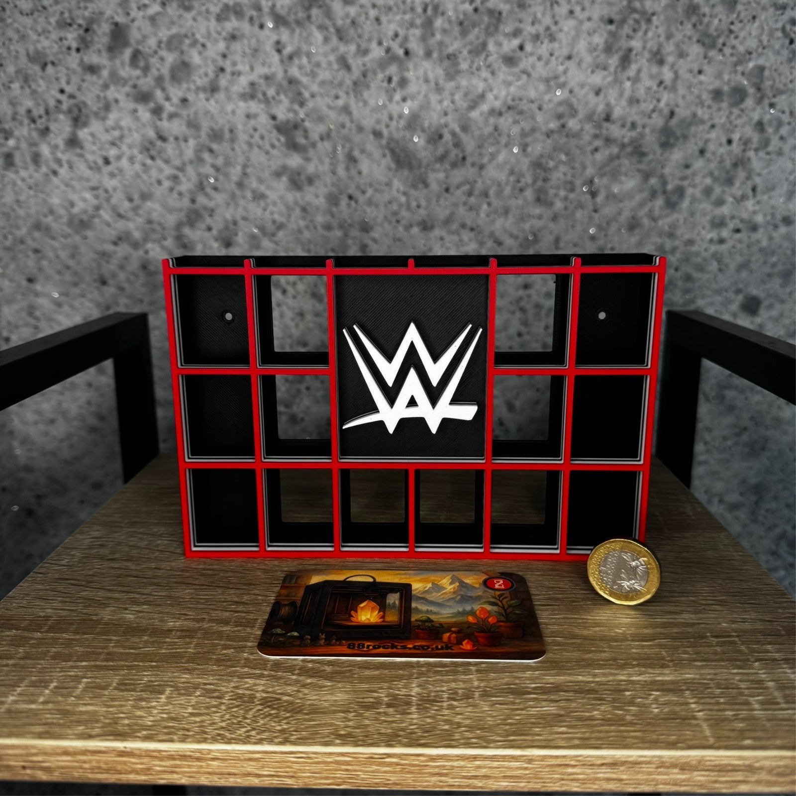 Display Shelf for Bitty Pop collection organizer in WWE themed design