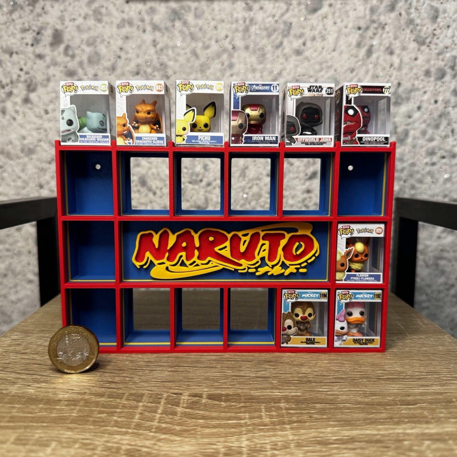Display Shelf Organizer for 20 Bitty Pop boxes — Naruto themed