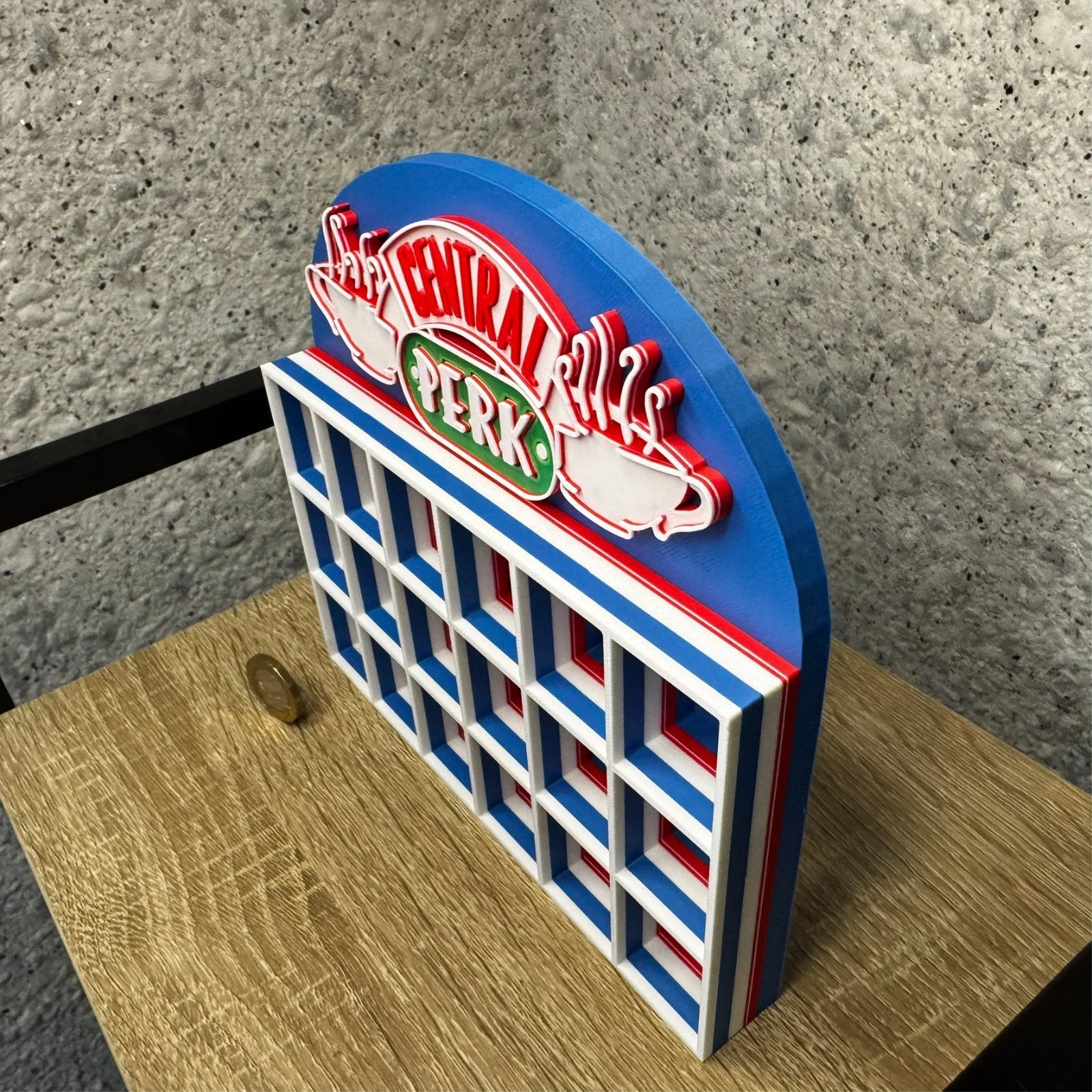 Display Shelf Organizer for 18 Bitty Pop boxes — Central Perk themed