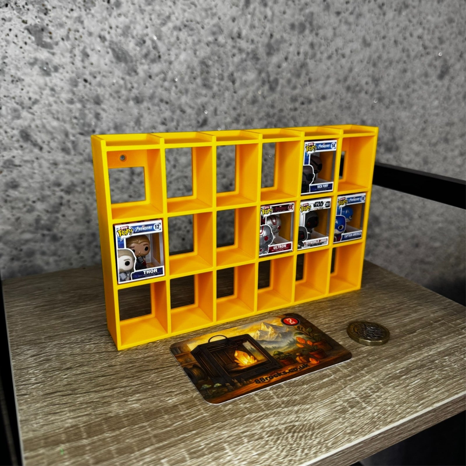 Display Shelf for Bitty Pop 24 slots yellow unit