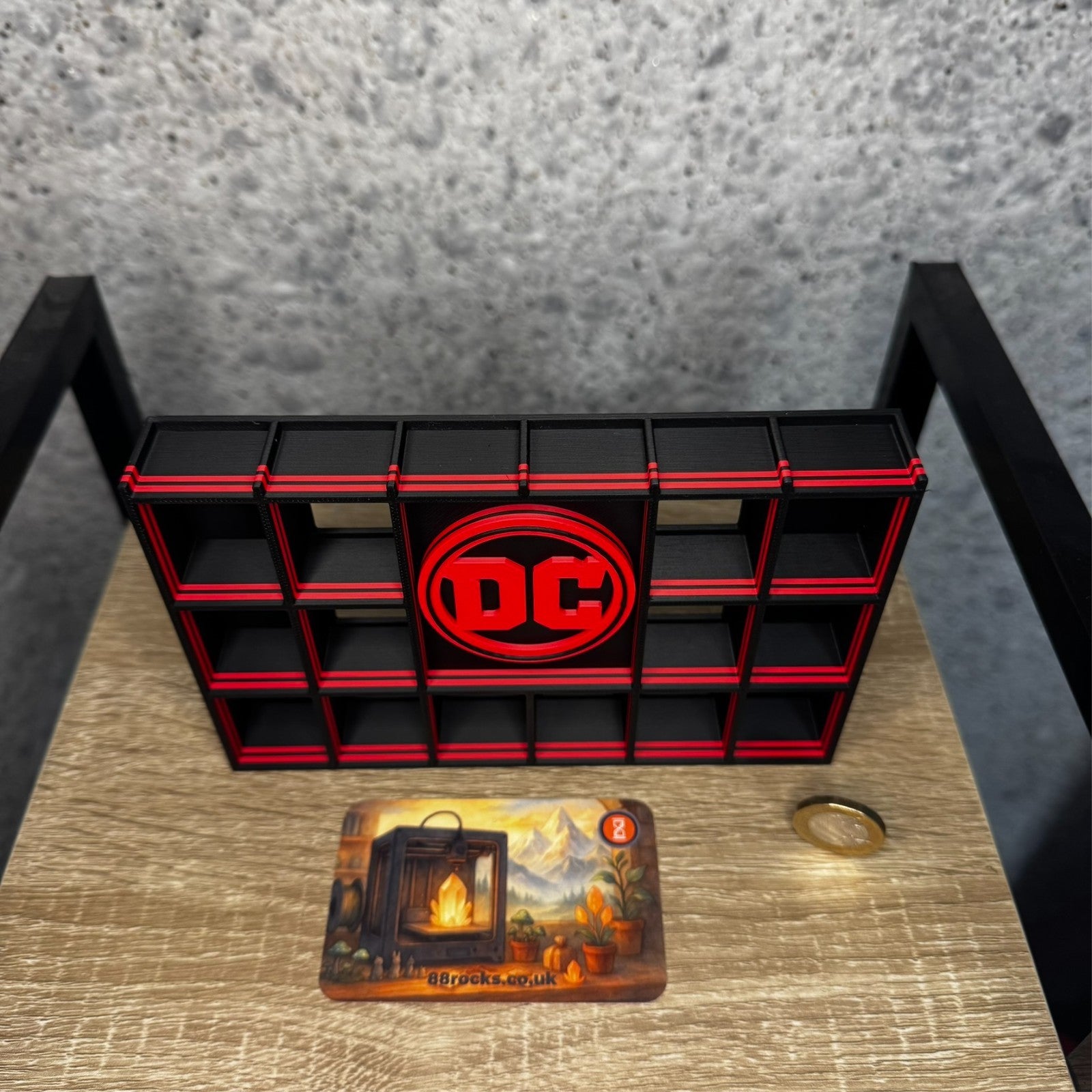 Display Shelf for Bitty Pop DC themed black red