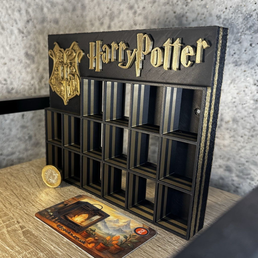 Display Shelf Organizer for 16 Bitty Pop boxes Harry Potter themed.
